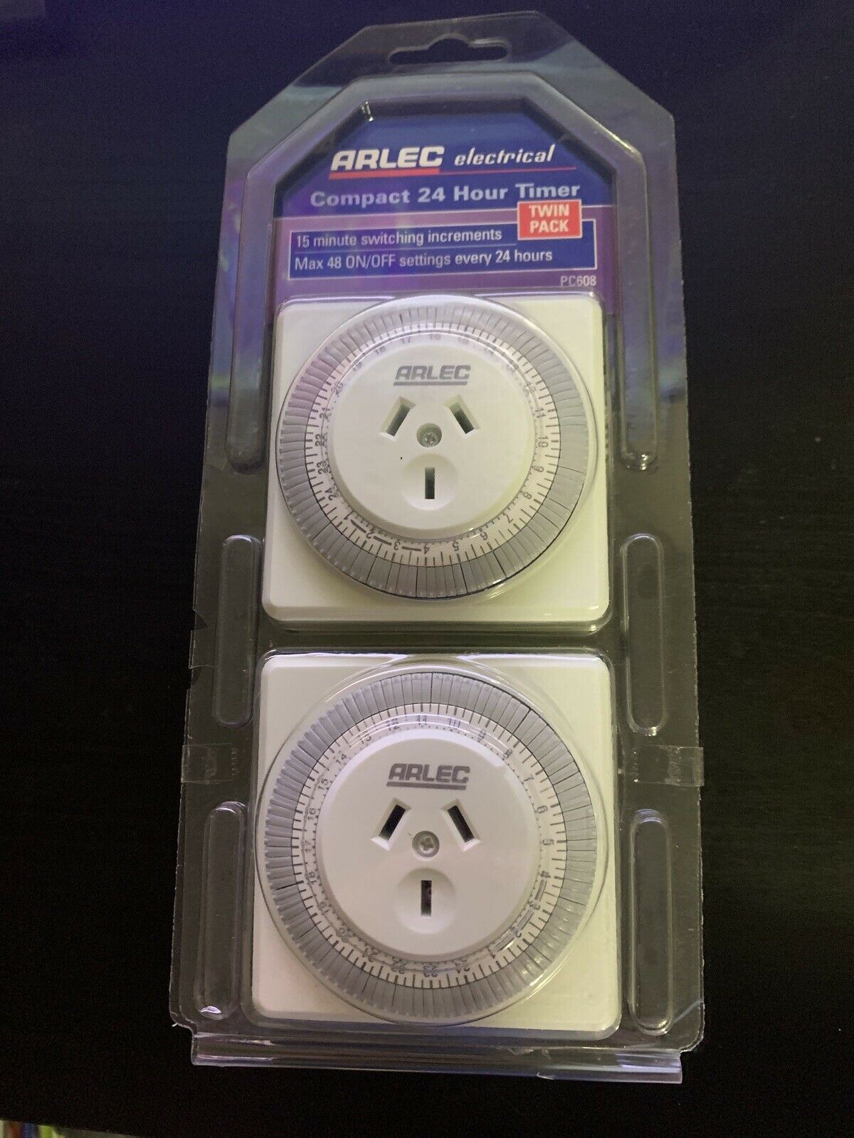 Arlec Electrical Compact 24 Hour Timer - Twin Pack PC608