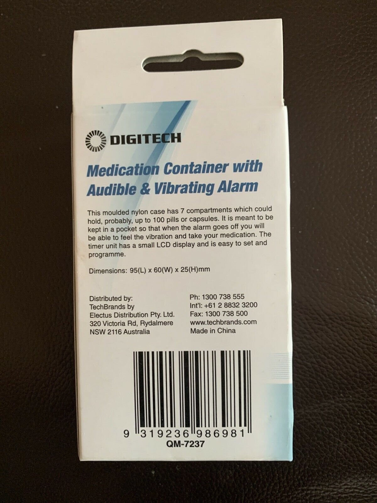 Digitech - Medication Pill Container with Audible and Vibrating Alarm Reminder