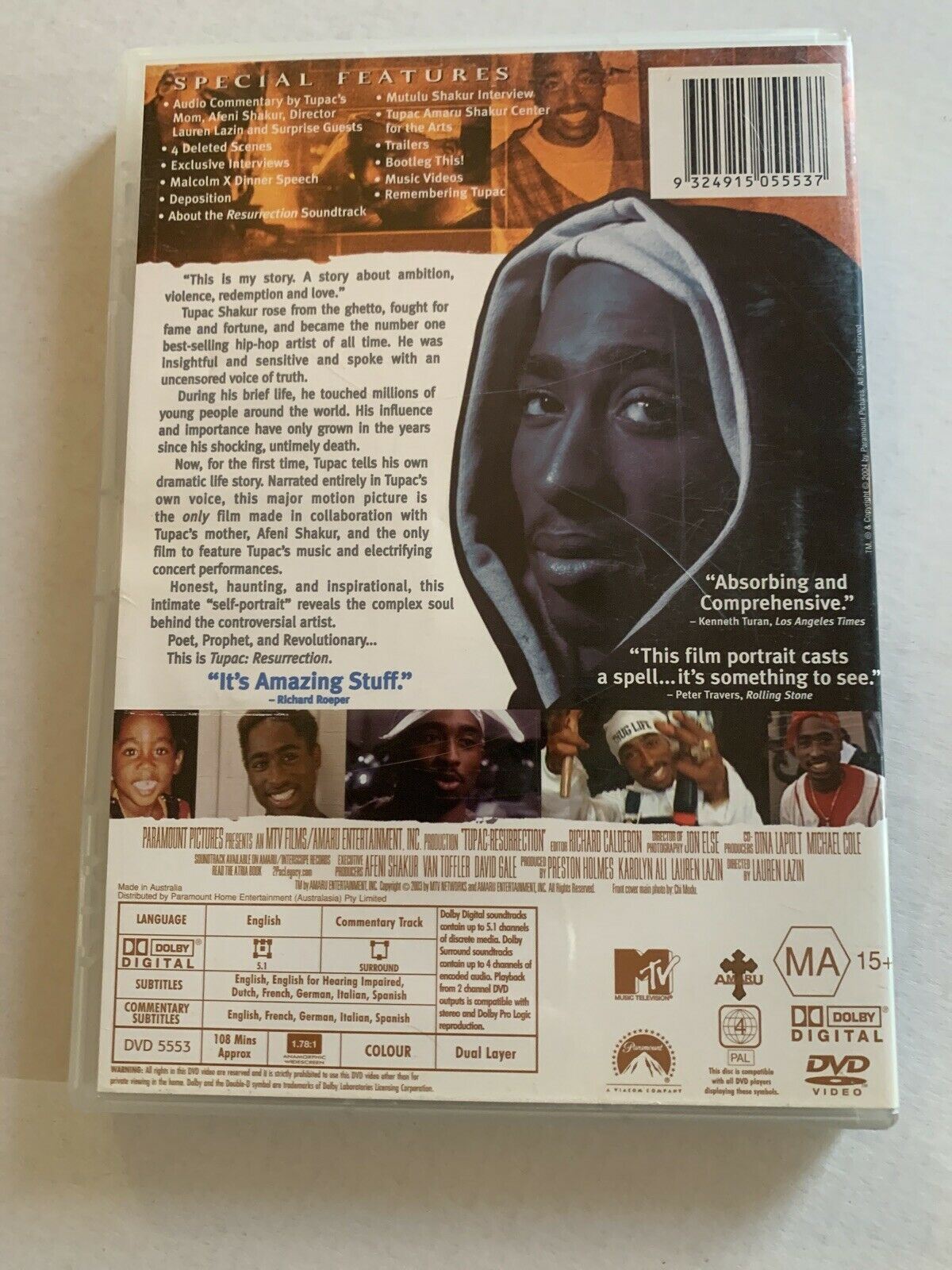 Tupac Resurrection - Special Collector's Edition (DVD, 2004) Region 4