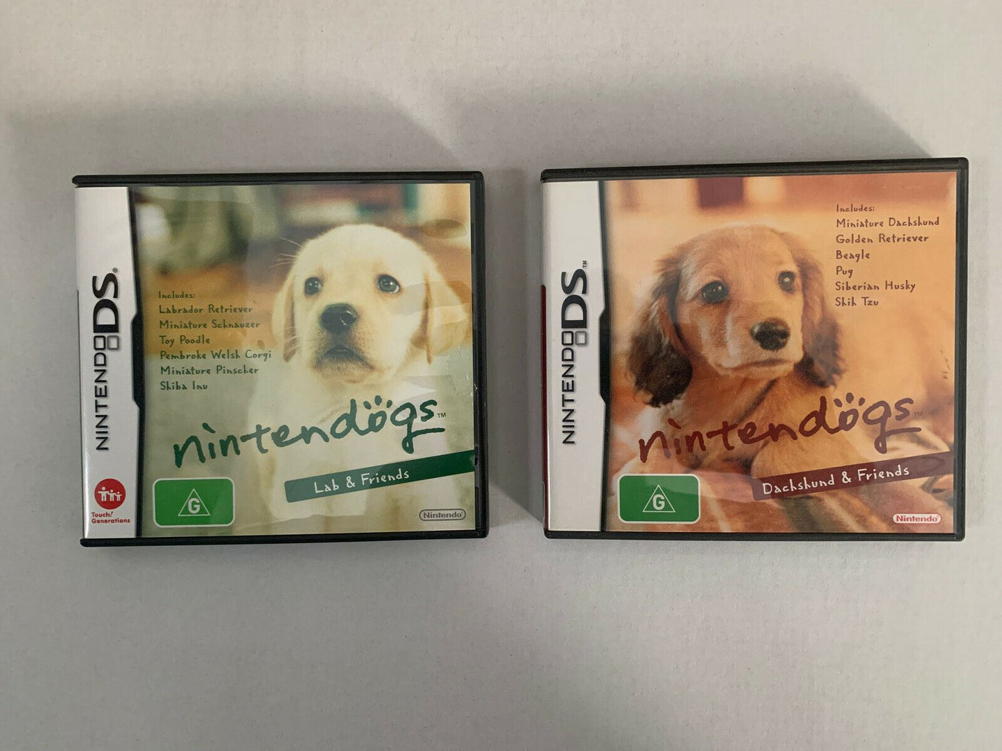 2x Nintendogs DS Games - Lab & Friends + Dachshund & Friends - Nintendo DS Games