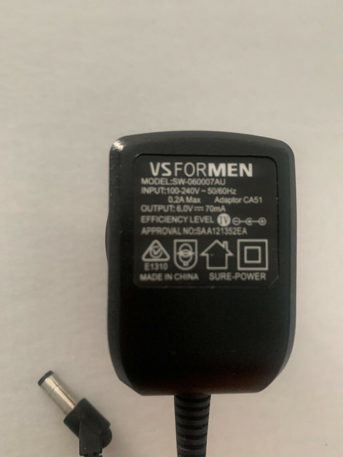 VS For Men AC Adapter Model SW-060007AU 6V 70mA