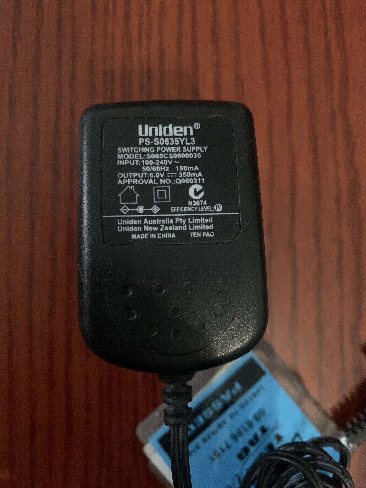 Genuine UNIDEN PS-S0635YL3 AC Adapter DECT Phone Power Supply 6V 350mA