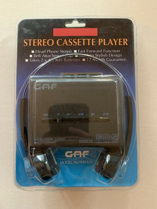 *NEW* Stereo Cassette Player GAF WM-62A with Stereo Headphones