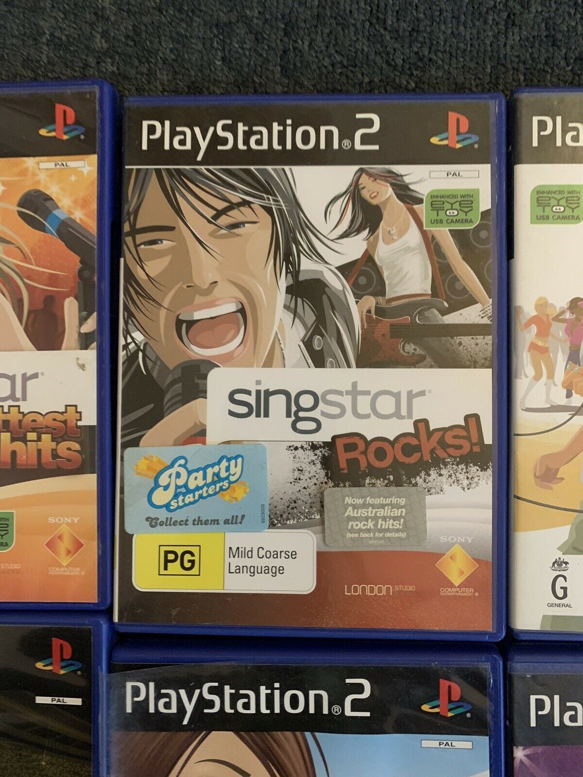 8x SingStar PS2 PAL Games Bundle + 2x SingStar PS2 Microphones - Tested and work