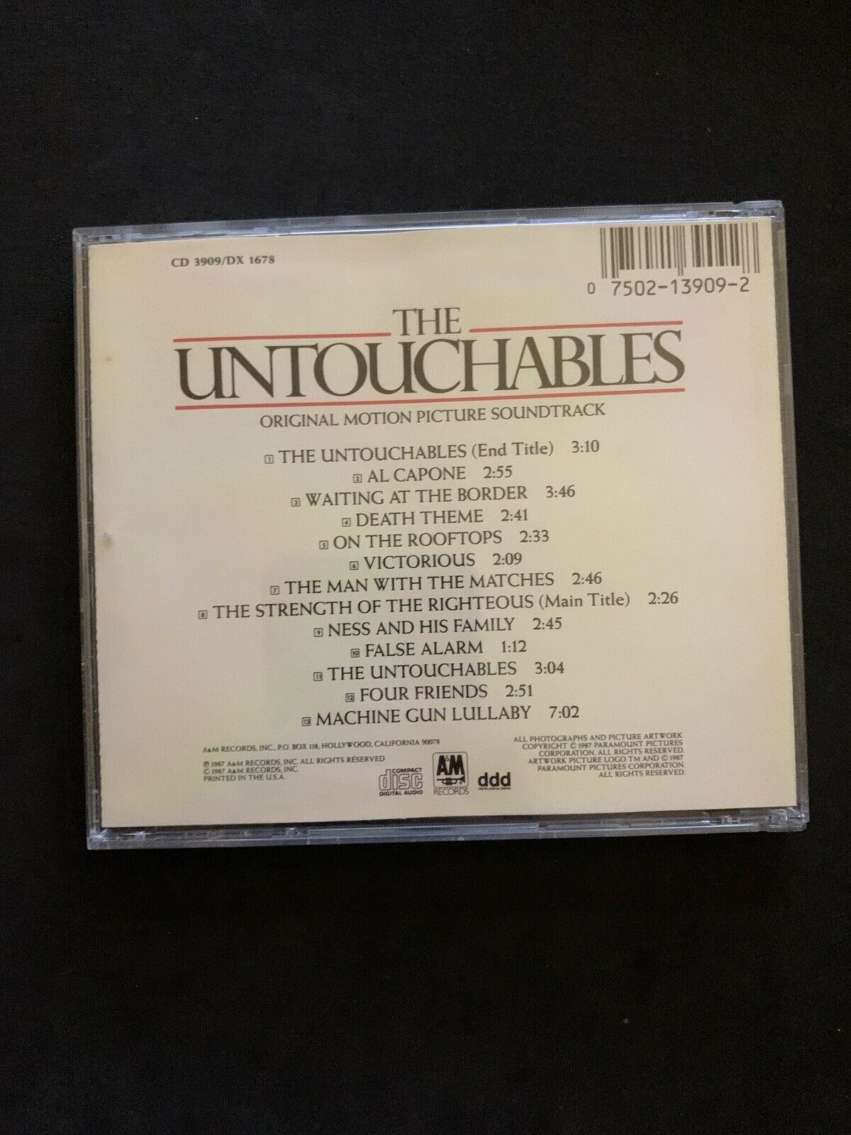 Ennio Morricone The Untouchables Original Motion Picture Soundtrack CD