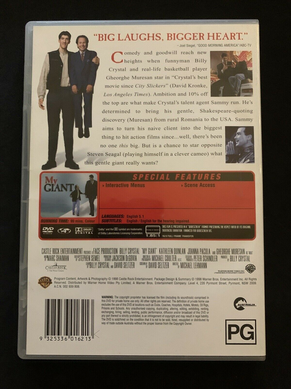 My Giant (DVD, 1998) Billy Crystal, Gheorghe Muresan, Kathleen Quinlan. Region 4