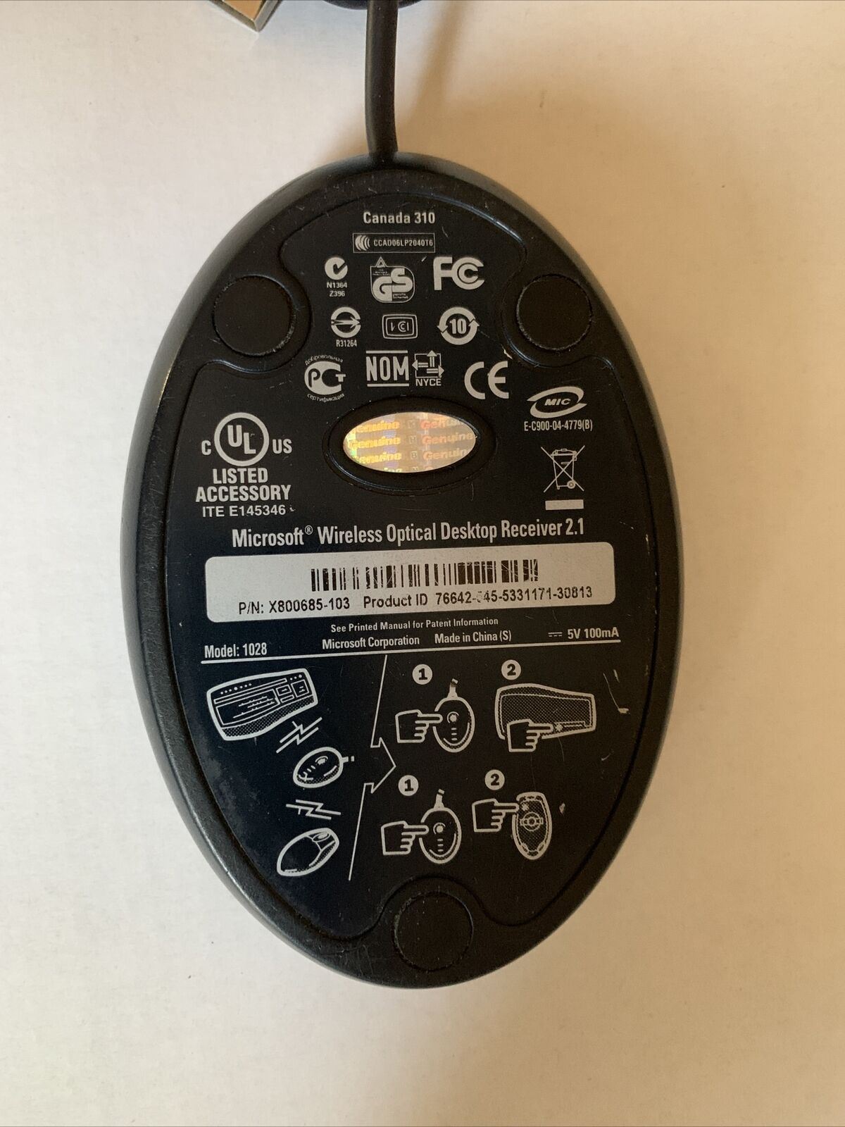 Microsoft Wireless Optical Desktop Receiver 2 1 P N X800685 103 Microsoft Wireless Optical Desktop Receiver 2 1 P N X800685 103