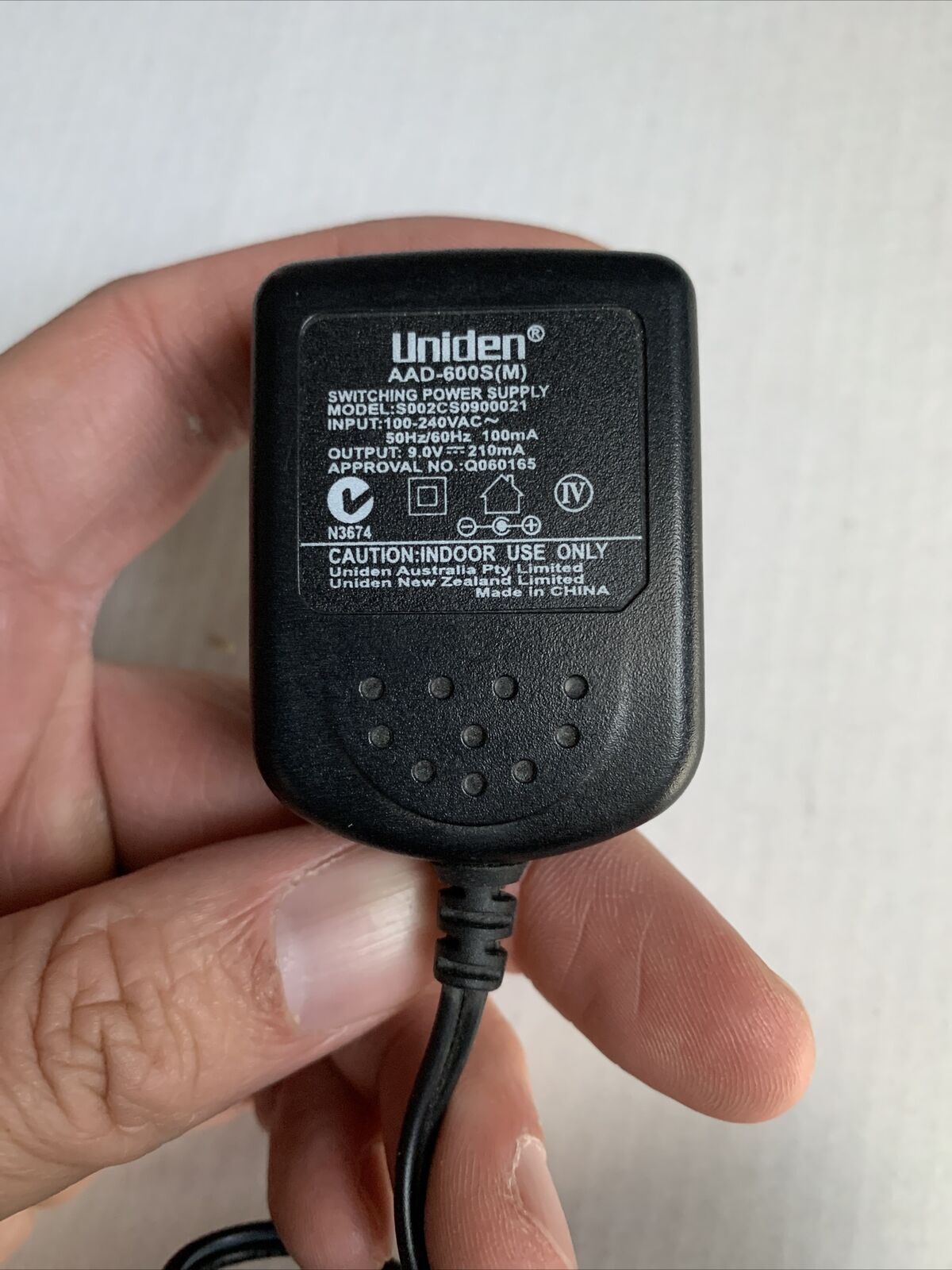 Genuine Uniden Cordless Telephone Charger & AC Adapter AAD-600S(M) 9v 210mA