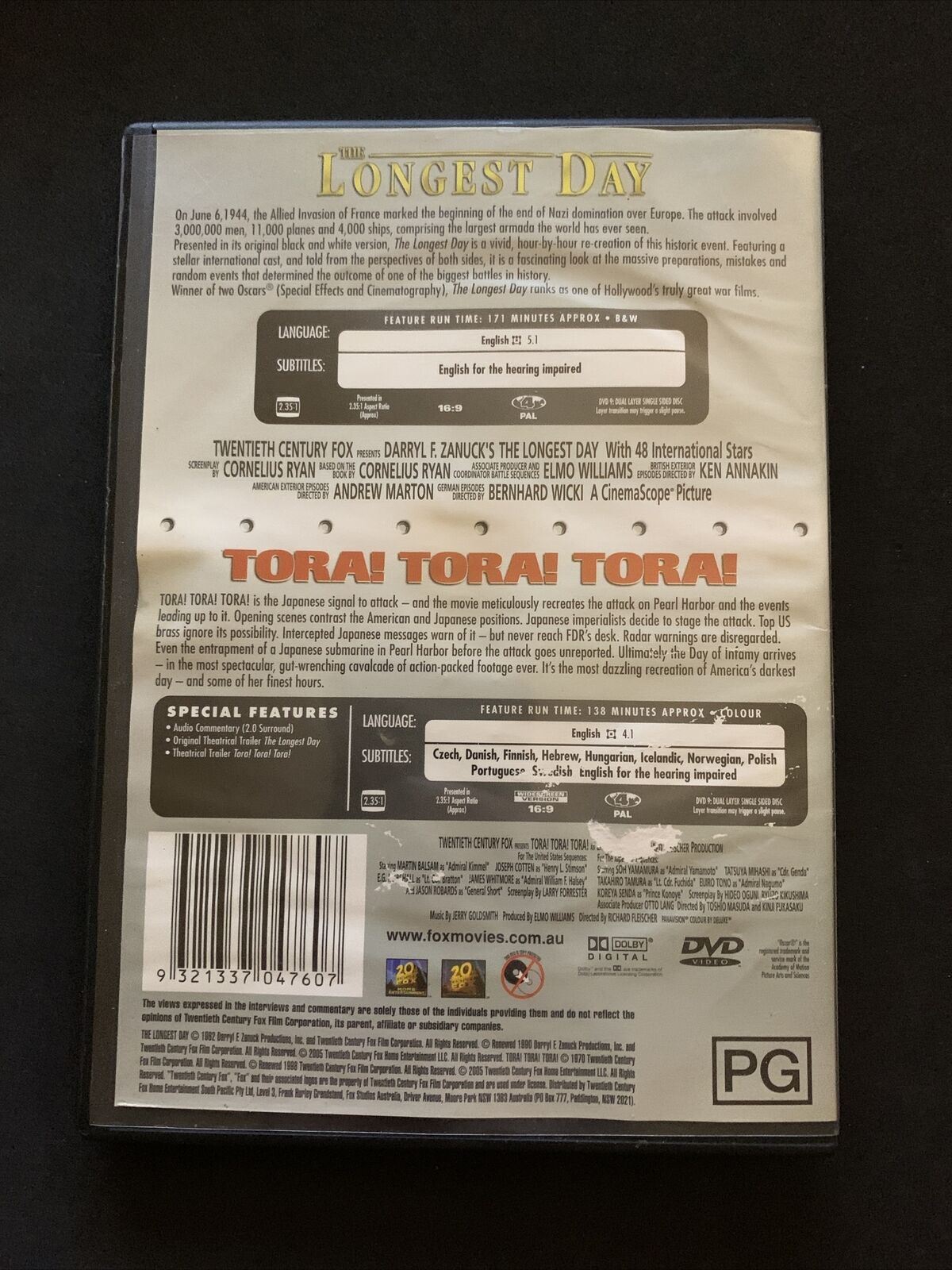 The Longest Day / Tora! Tora! Tora! (DVD, 2 Disc Set) Region 4