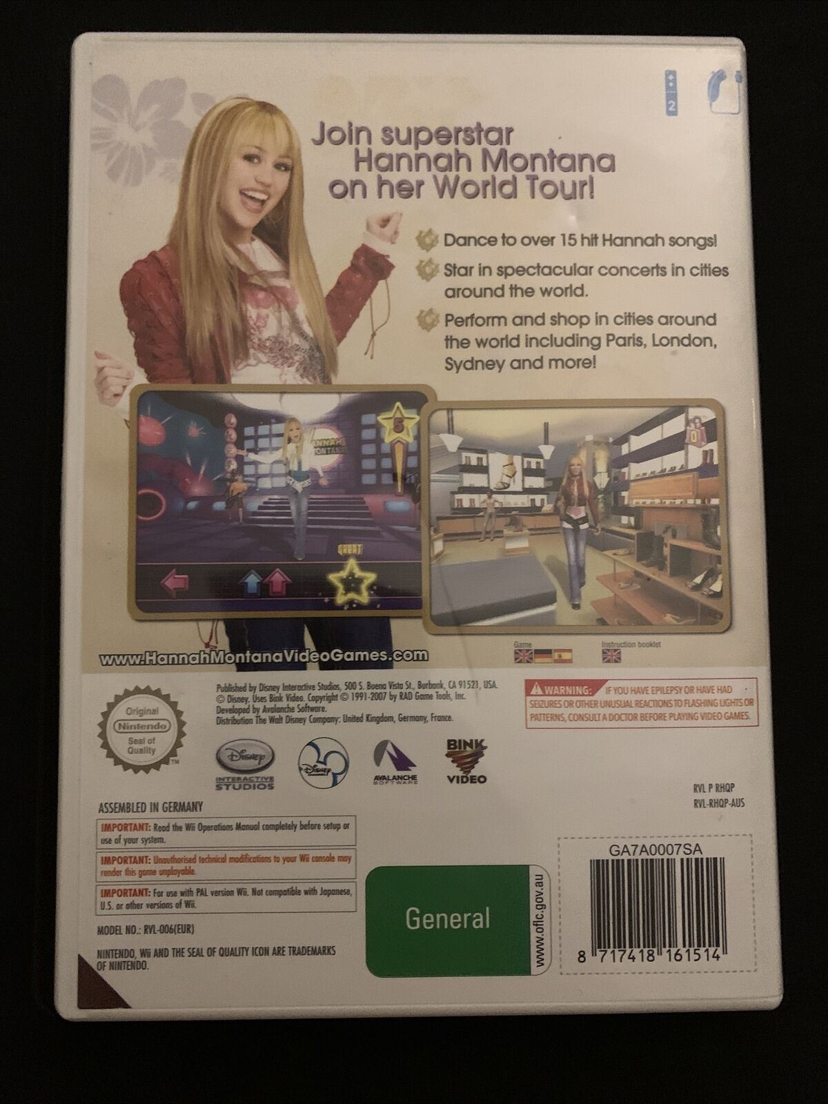 Hannah Montana Spotlight World Tour - Nintendo Wii Game PAL with Manual