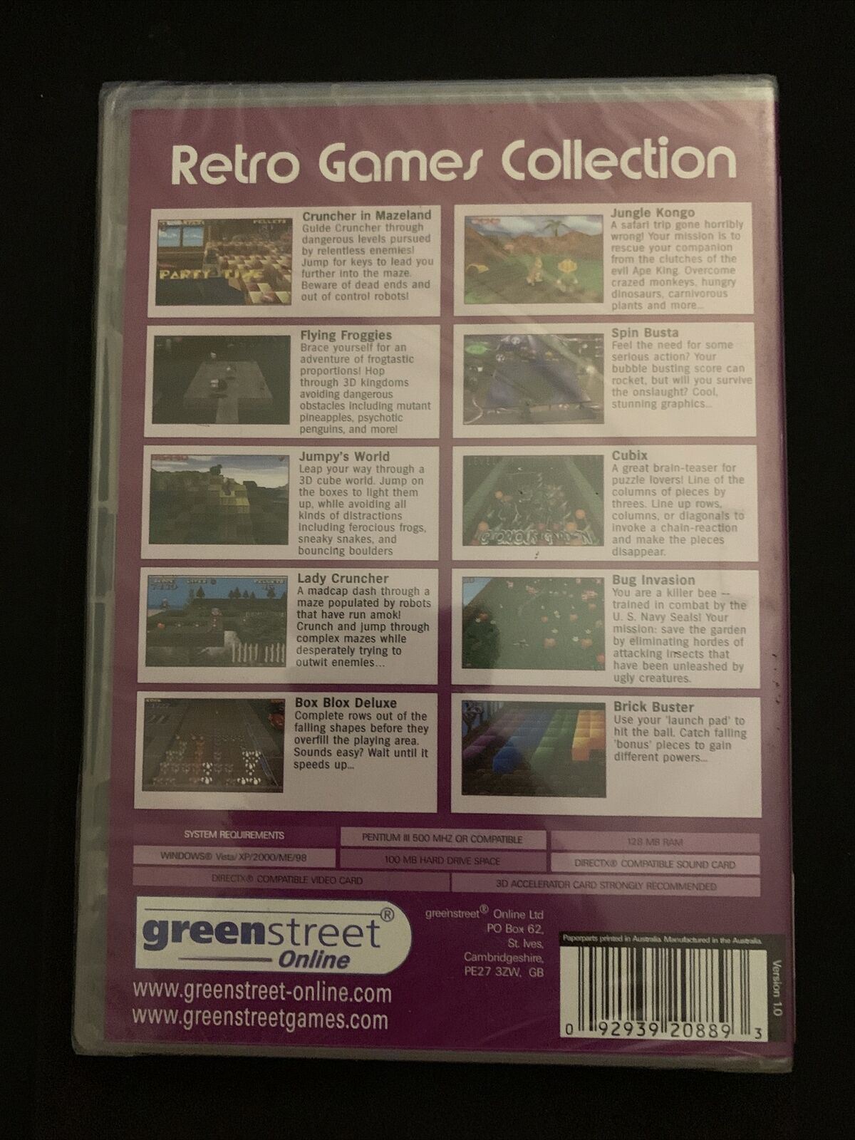 NEW SEALED* Retro Games - 10 Full Version PC CDROM Games – Retro Unit