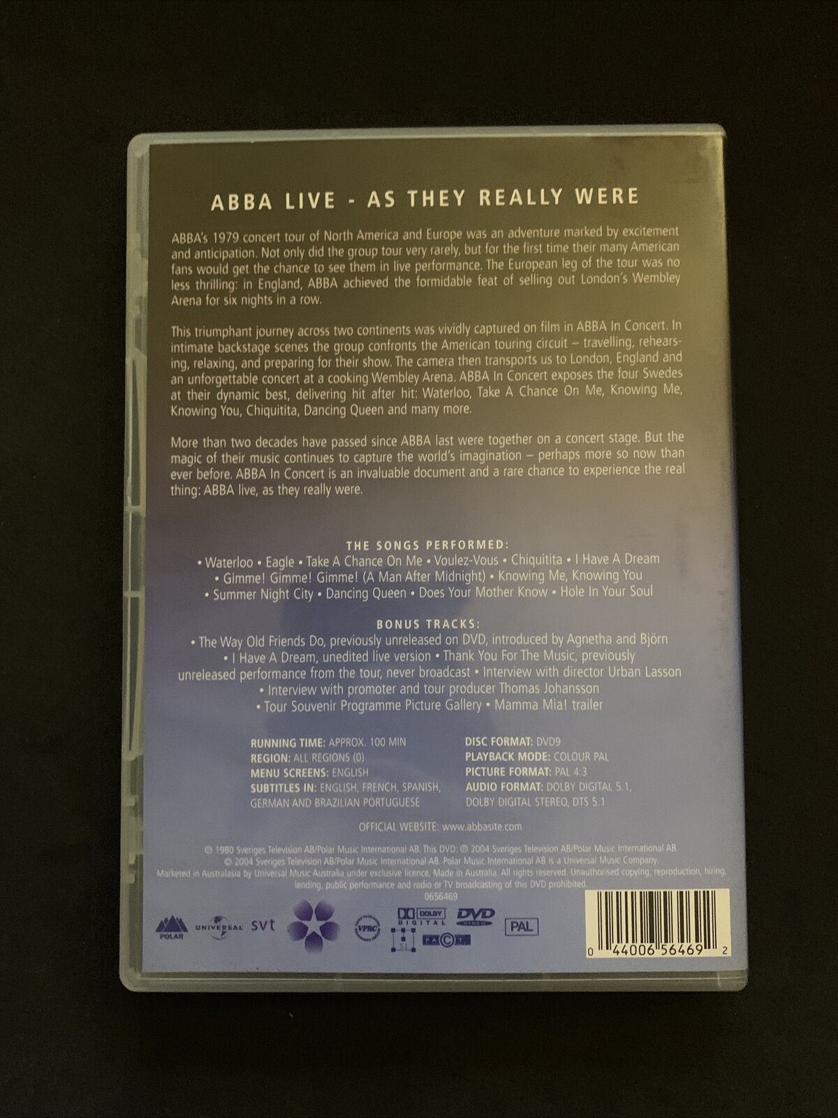 ABBA - Live In Concert - 30th Anniversary (DVD, 2004) All Regions