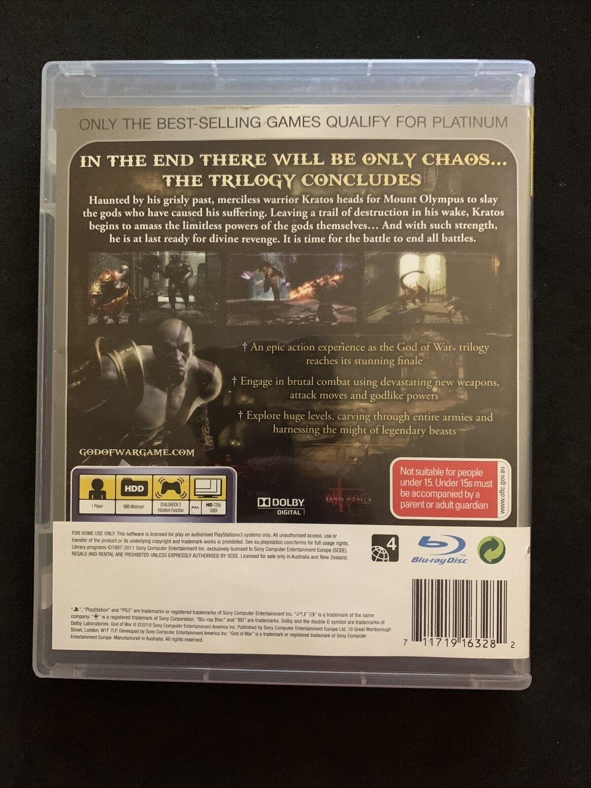 God of War 3 - Sony PlayStation 3 PS3 Game with Manual