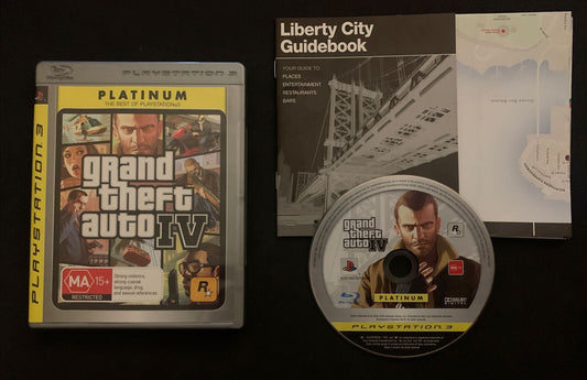 Grand Theft Auto GTA IV 4 - PS3 Sony PlayStation 3 Game with Manual & Map