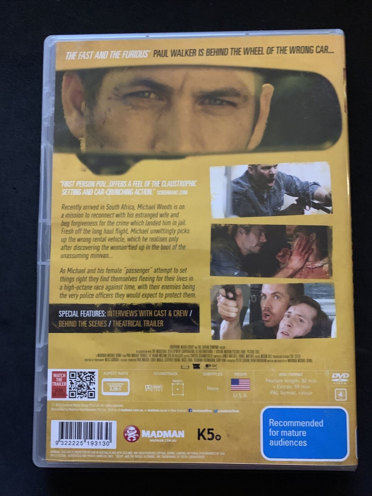 Vehicle 19 (DVD, 2013) Paul Walker. Region 4