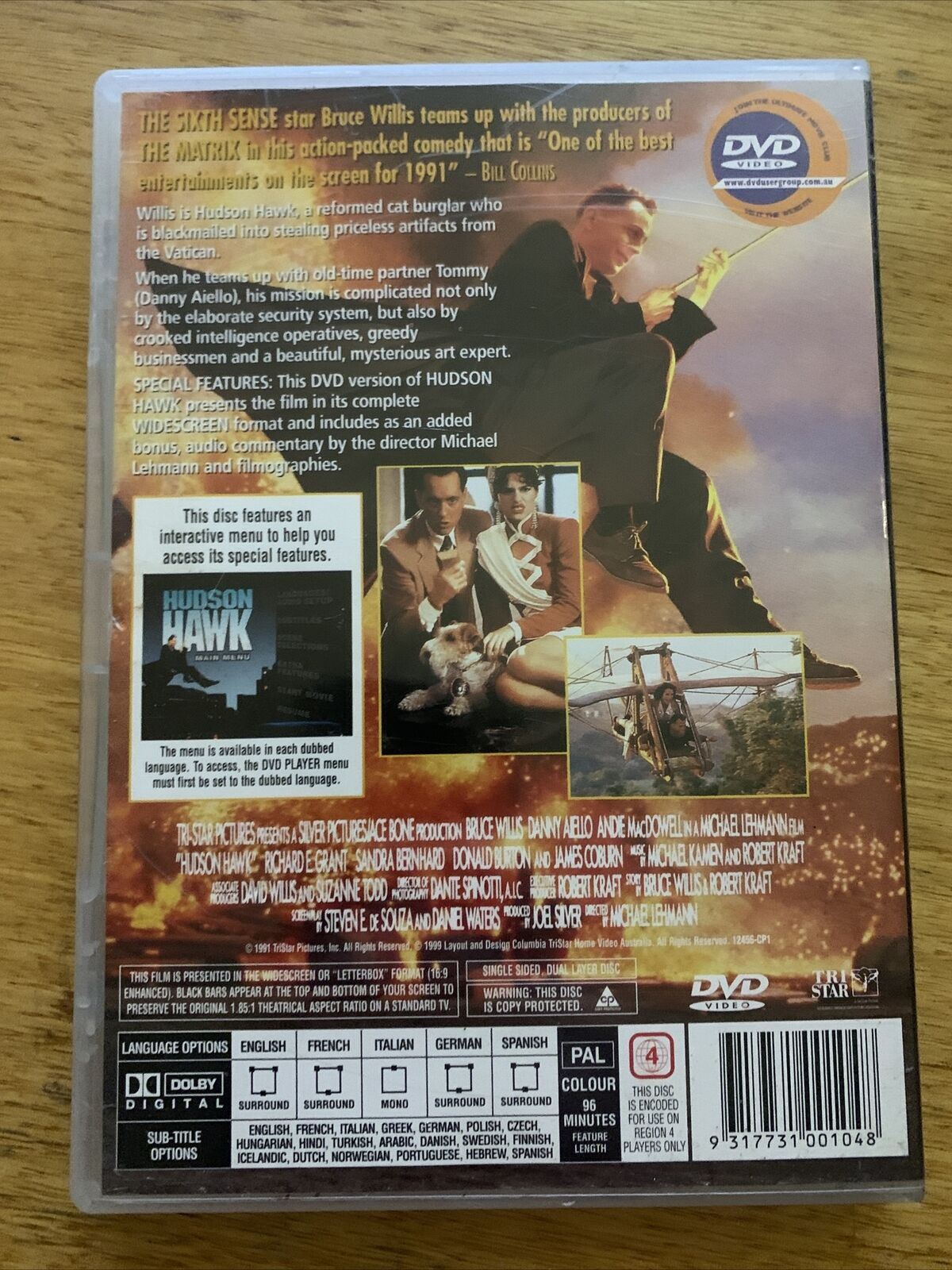 Hudson Hawk (DVD, 1991) Bruce Willis. Region 4