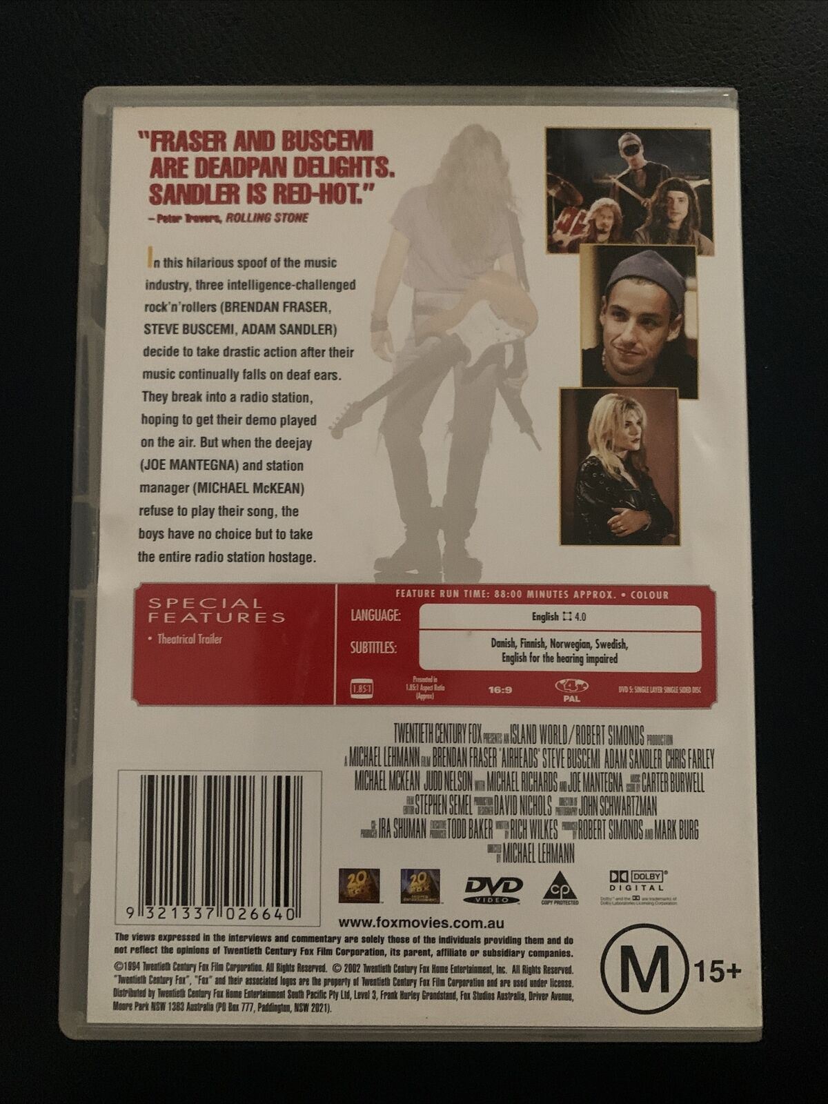Airheads (DVD, 1994) Brendan Fraser, Steve Buscemi, Adam Sandler Region 4