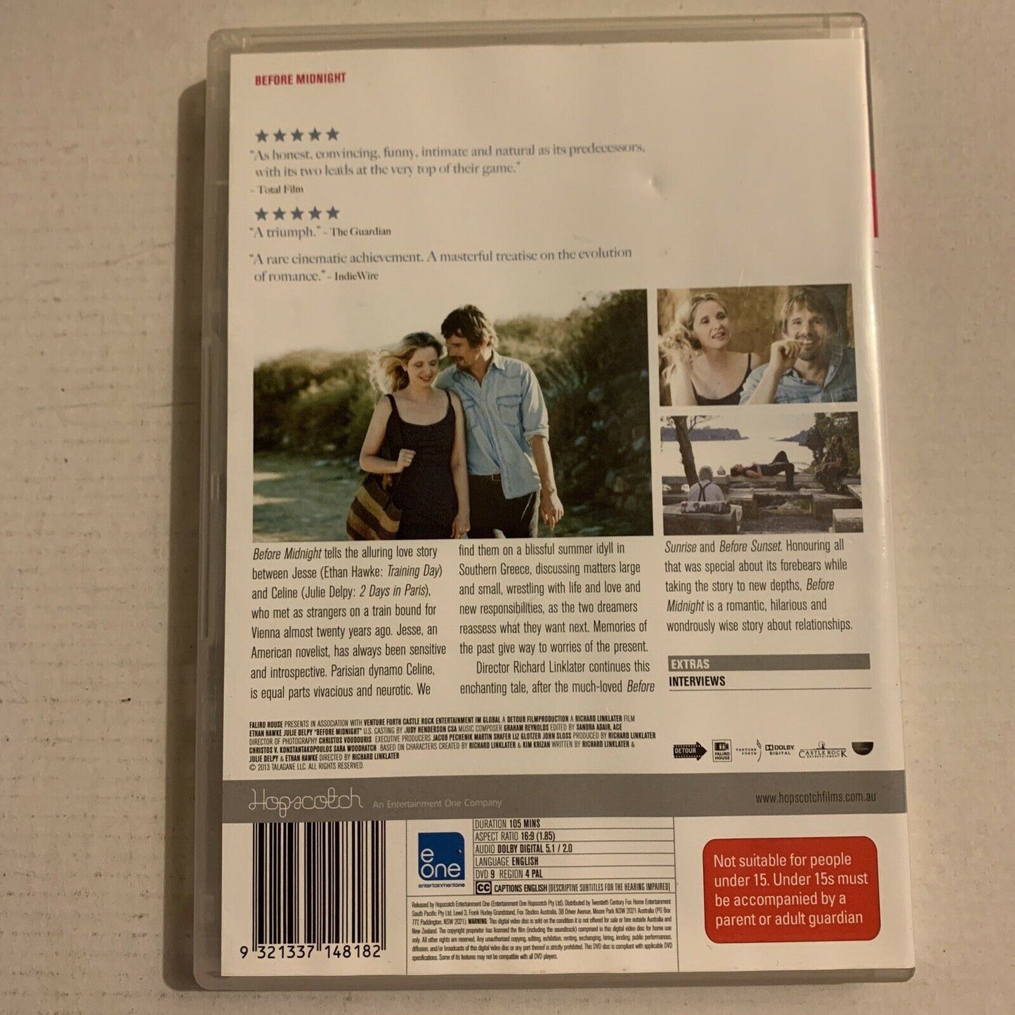 Before Midnight (DVD, 2013) Ethan Hawke, Julie Delpy. Region 4