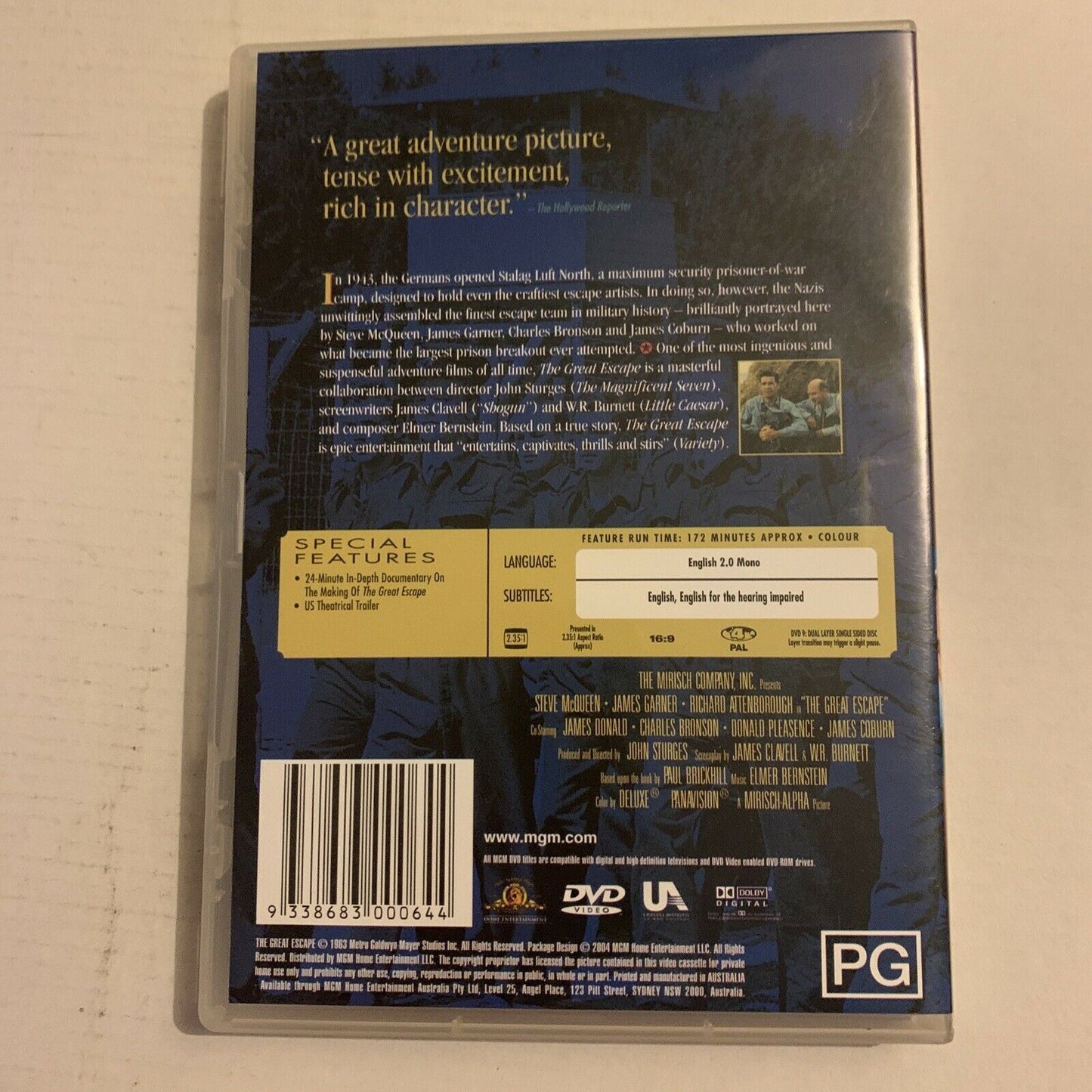 The Great Escape (DVD, 1963) Steve McQueen, James Garner.  Region 4,2