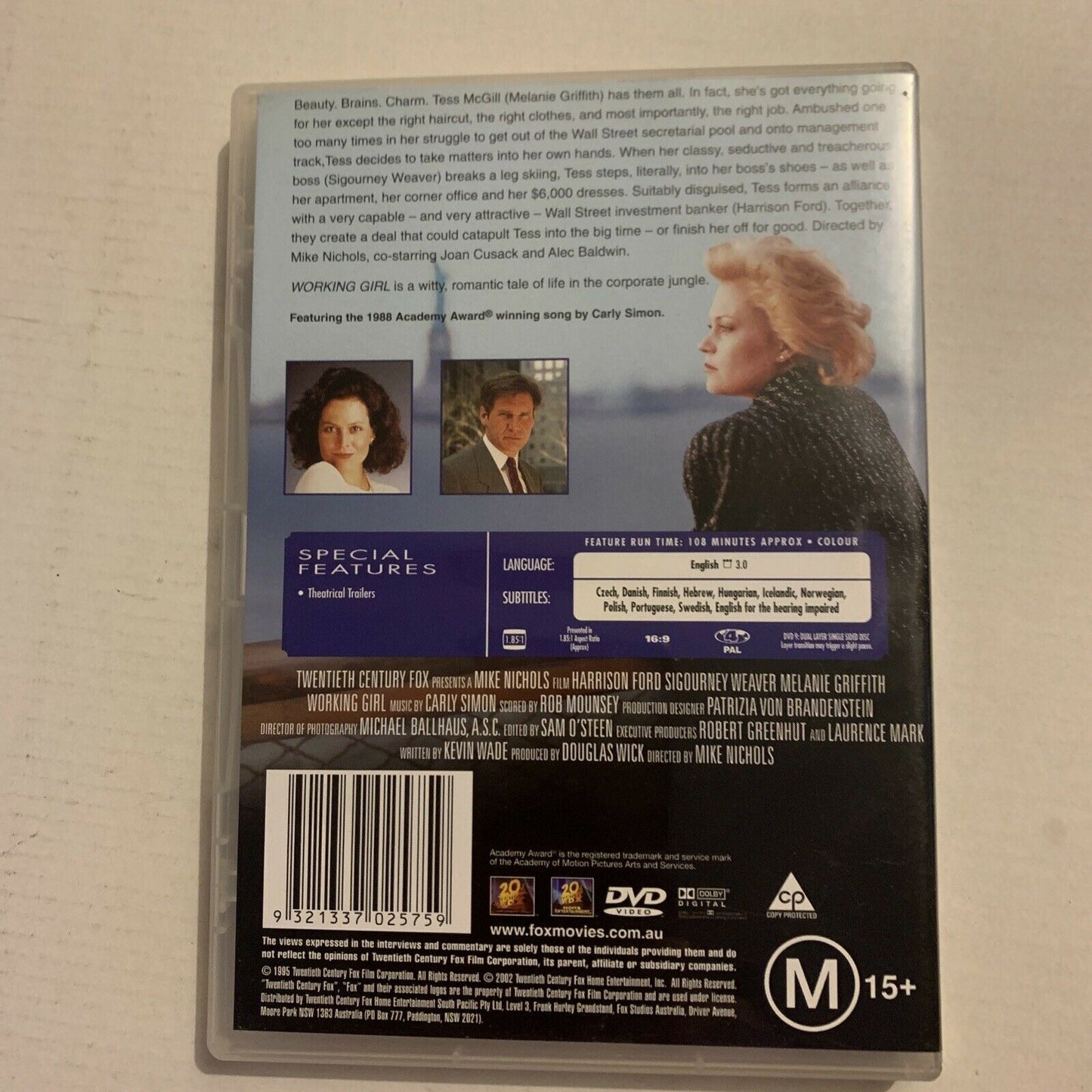 Working Girl (DVD, 1995) Harrison Ford, Melanie Griffith. Region 4,2