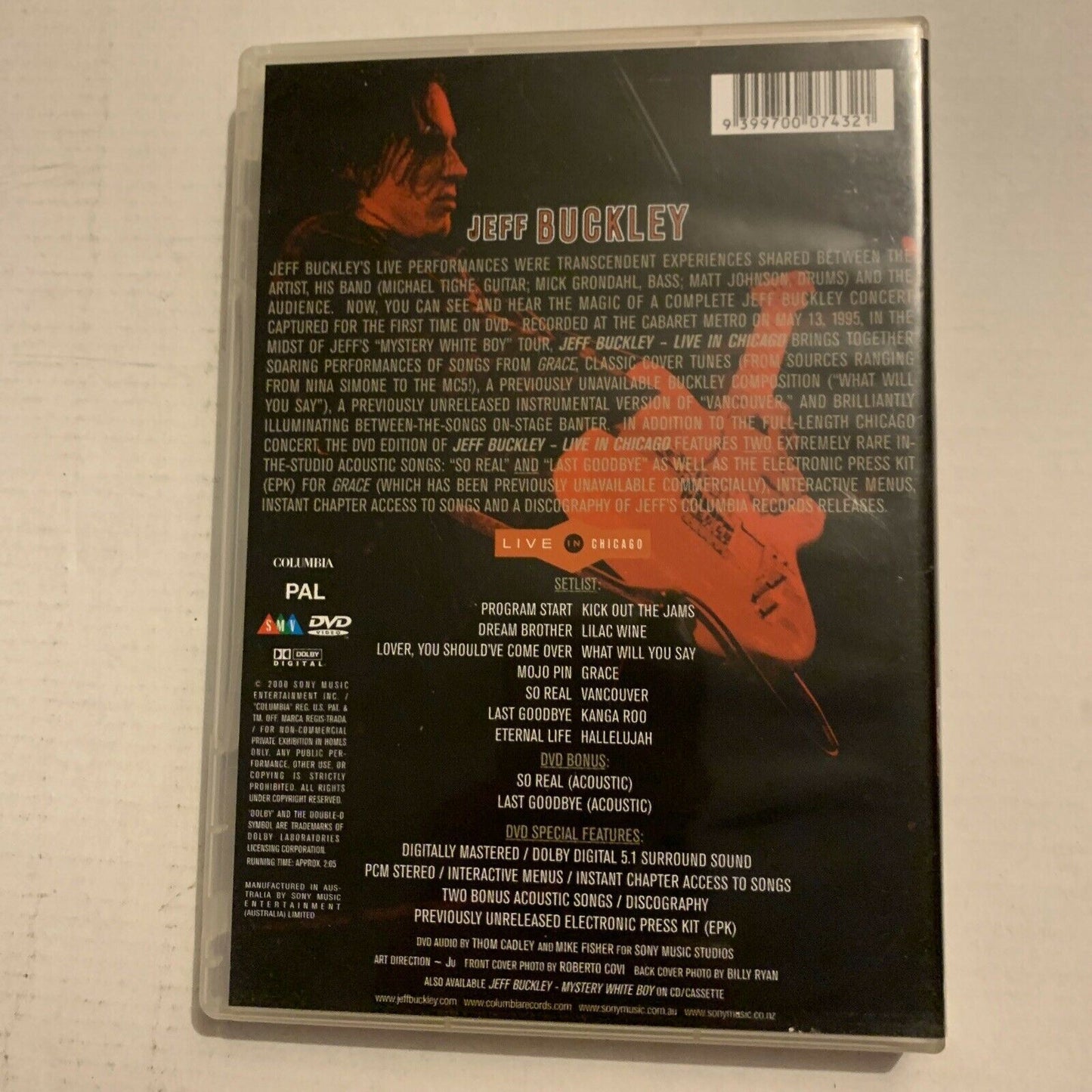 Jeff Buckley - Live In Chicago (DVD, 1995)  Region Free