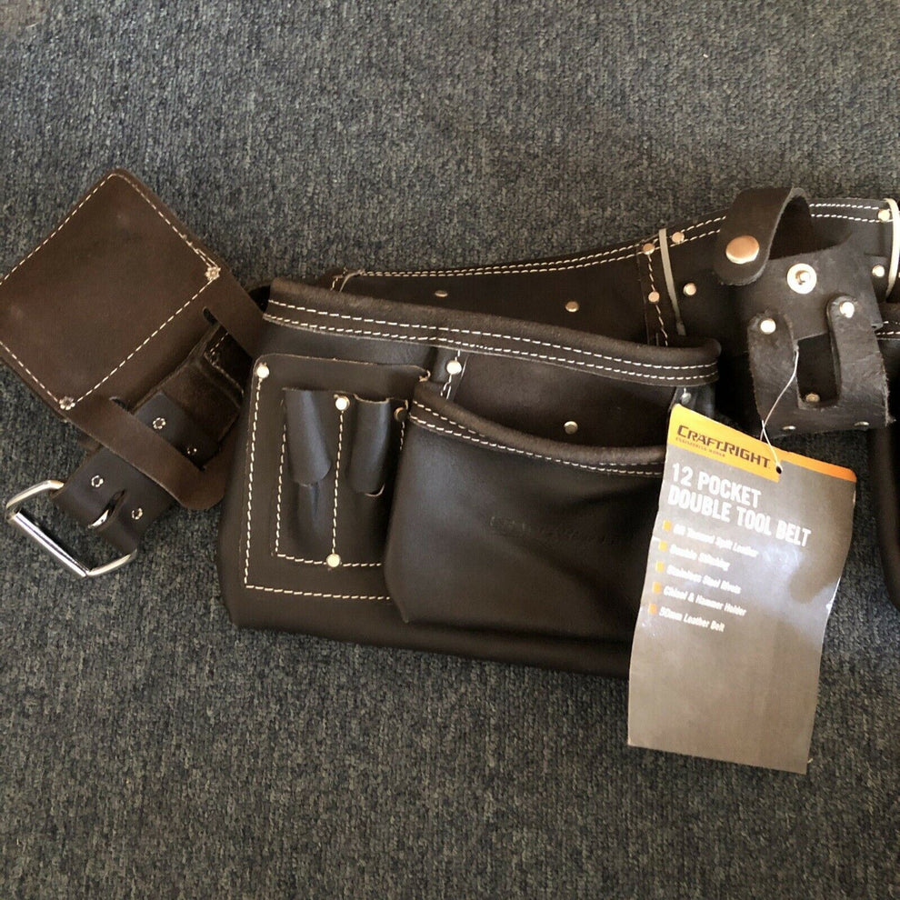 CraftRight 12 Pocket Leather Double Tool Belt – Retro Unit