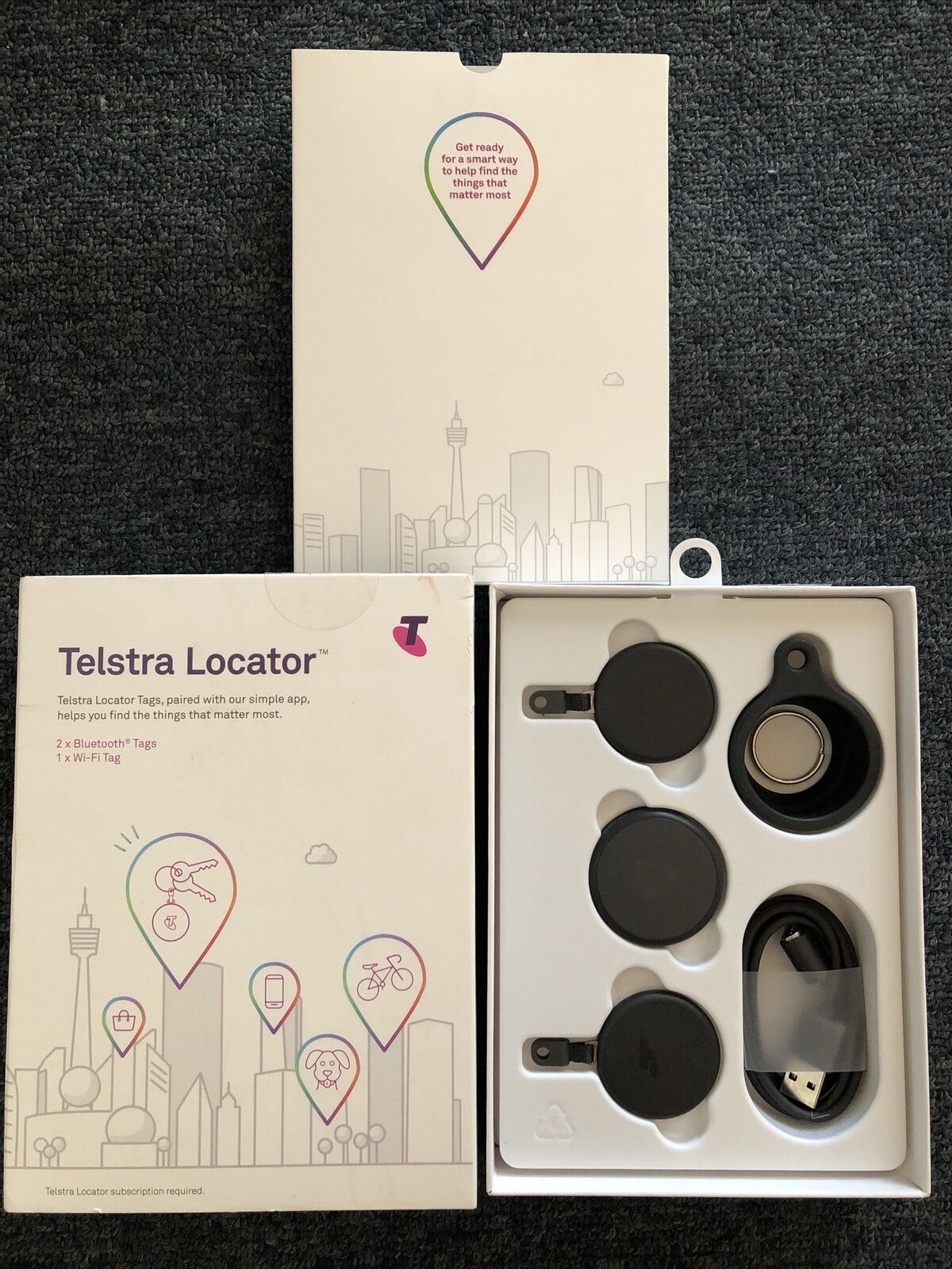 Telstra Locator Tag 3 x Bluetooth Tag & 1 x WiFi Tag Lost and Found