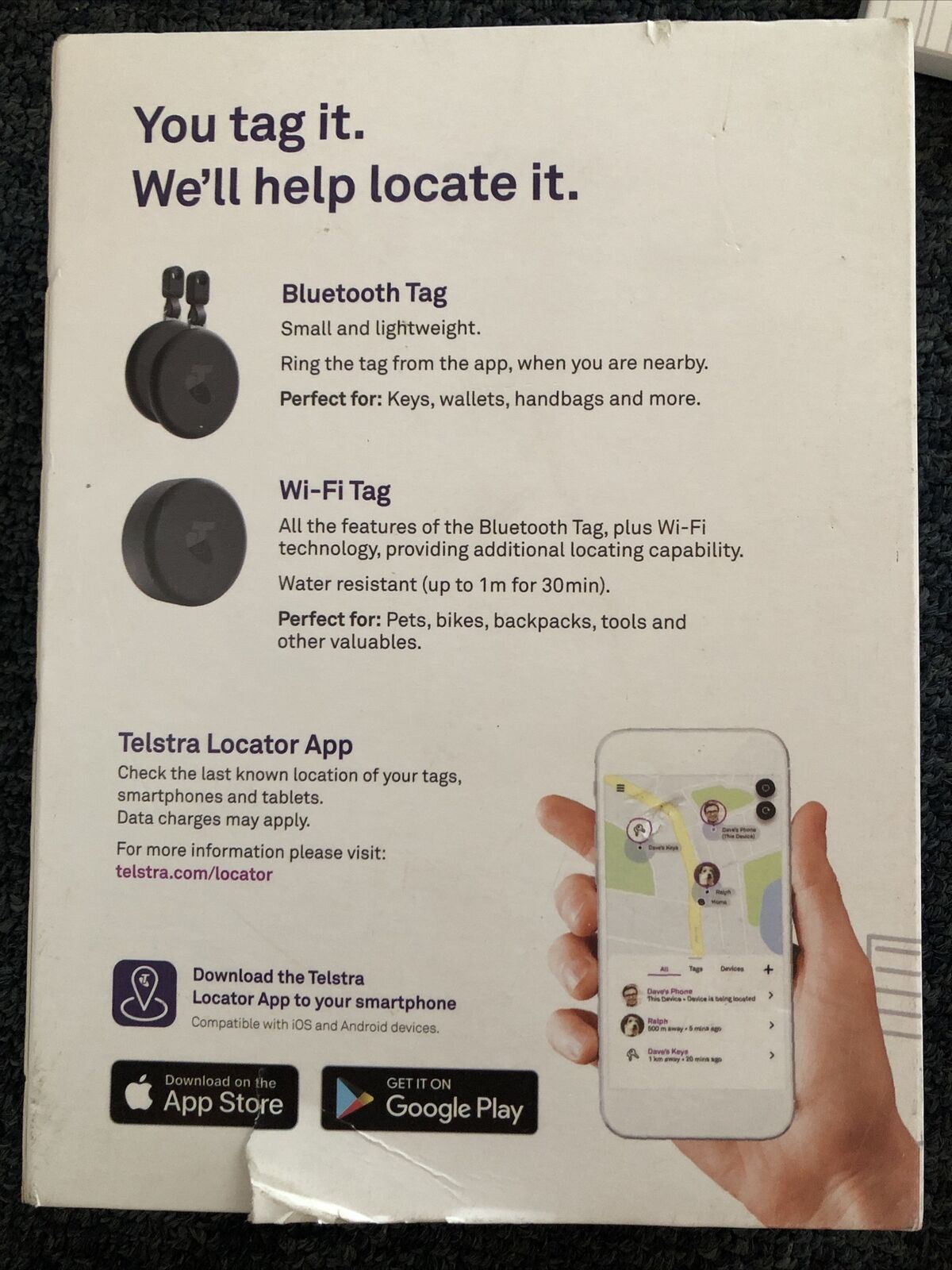 Telstra Locator Tag 3 x Bluetooth Tag & 1 x WiFi Tag Lost and Found