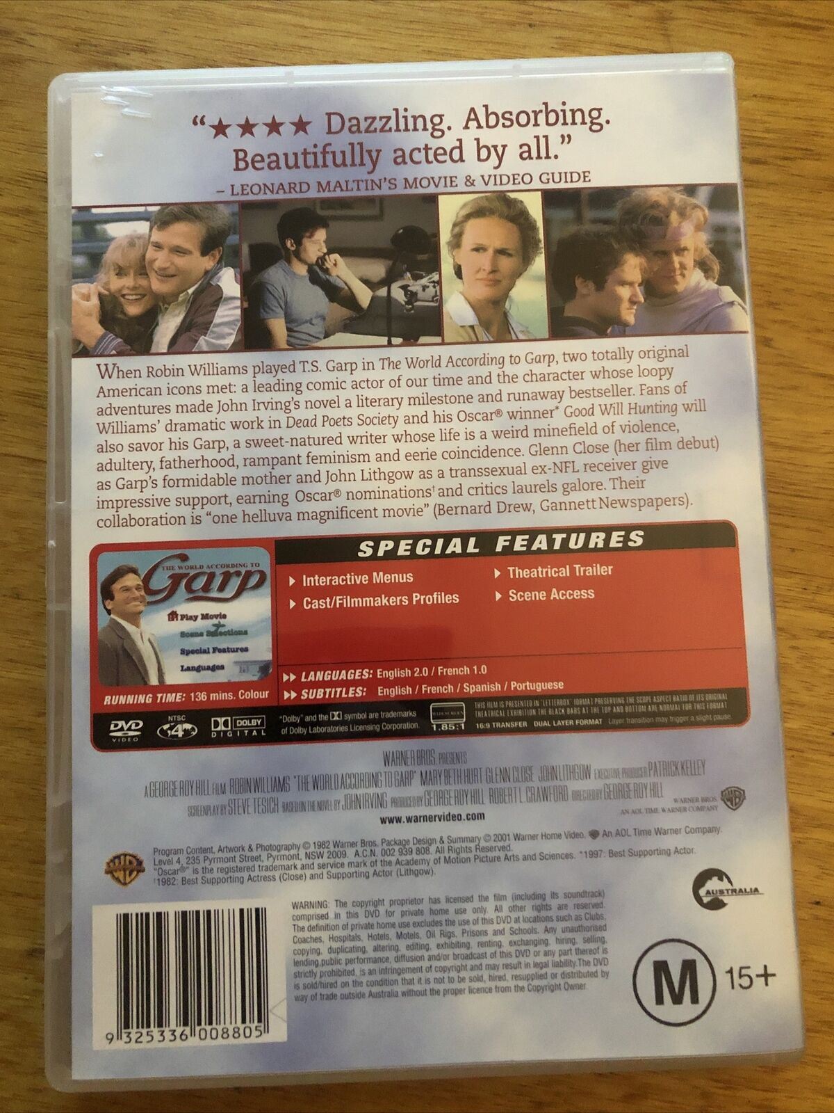 The World According To Garp (DVD, 1982) Robin Williams, Mary Beth Hurt. Region 4