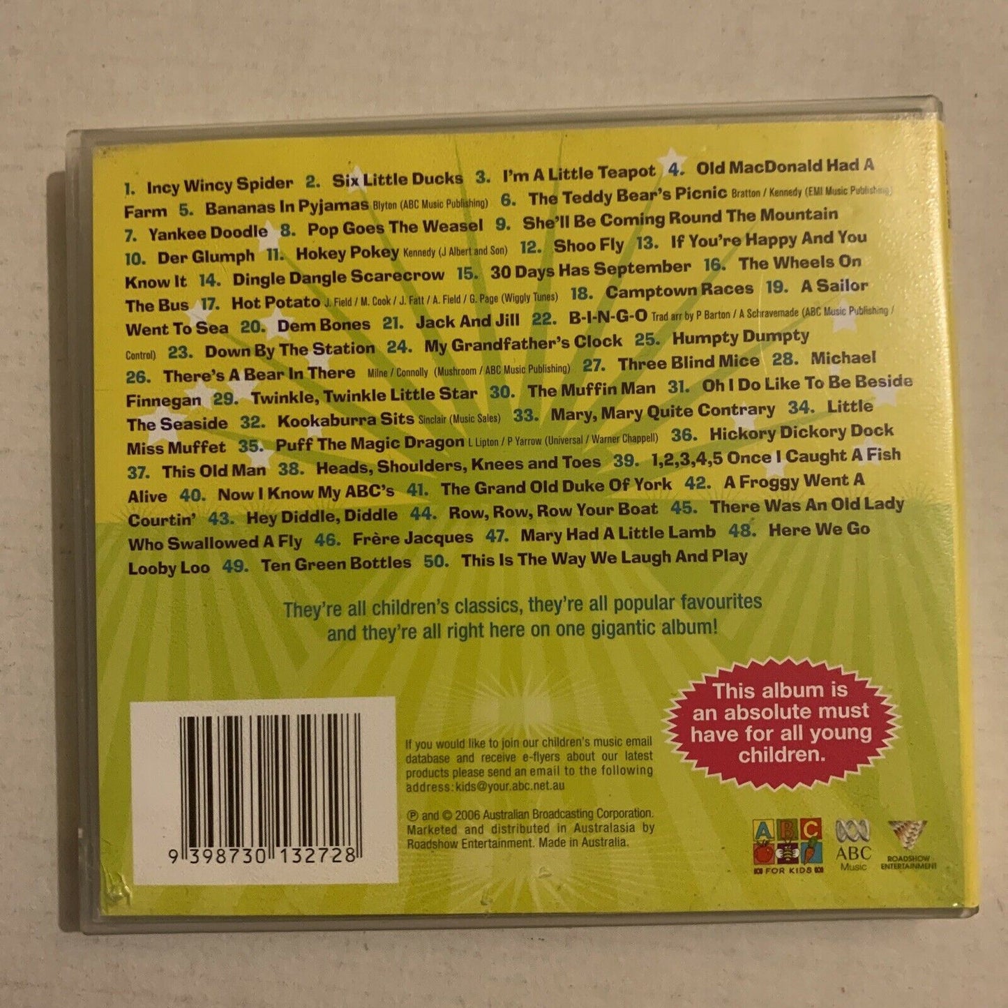 ABC For Kids - 50 Of The Best Kids Songs Ever! (CD, 2006)