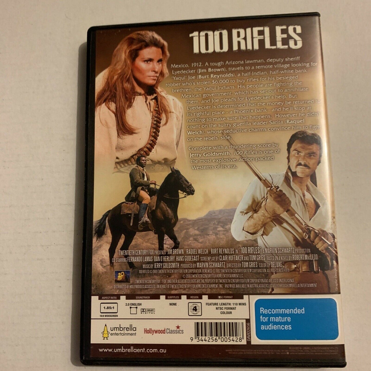 100 Rifles (DVD, 1969) Raquel Welch, Burt Reynolds. Region 4,2