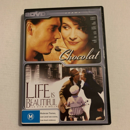 Chocolat / Life Is Beautiful (DVD, 2000, 2-Disc) Johnny Depp. Region 4