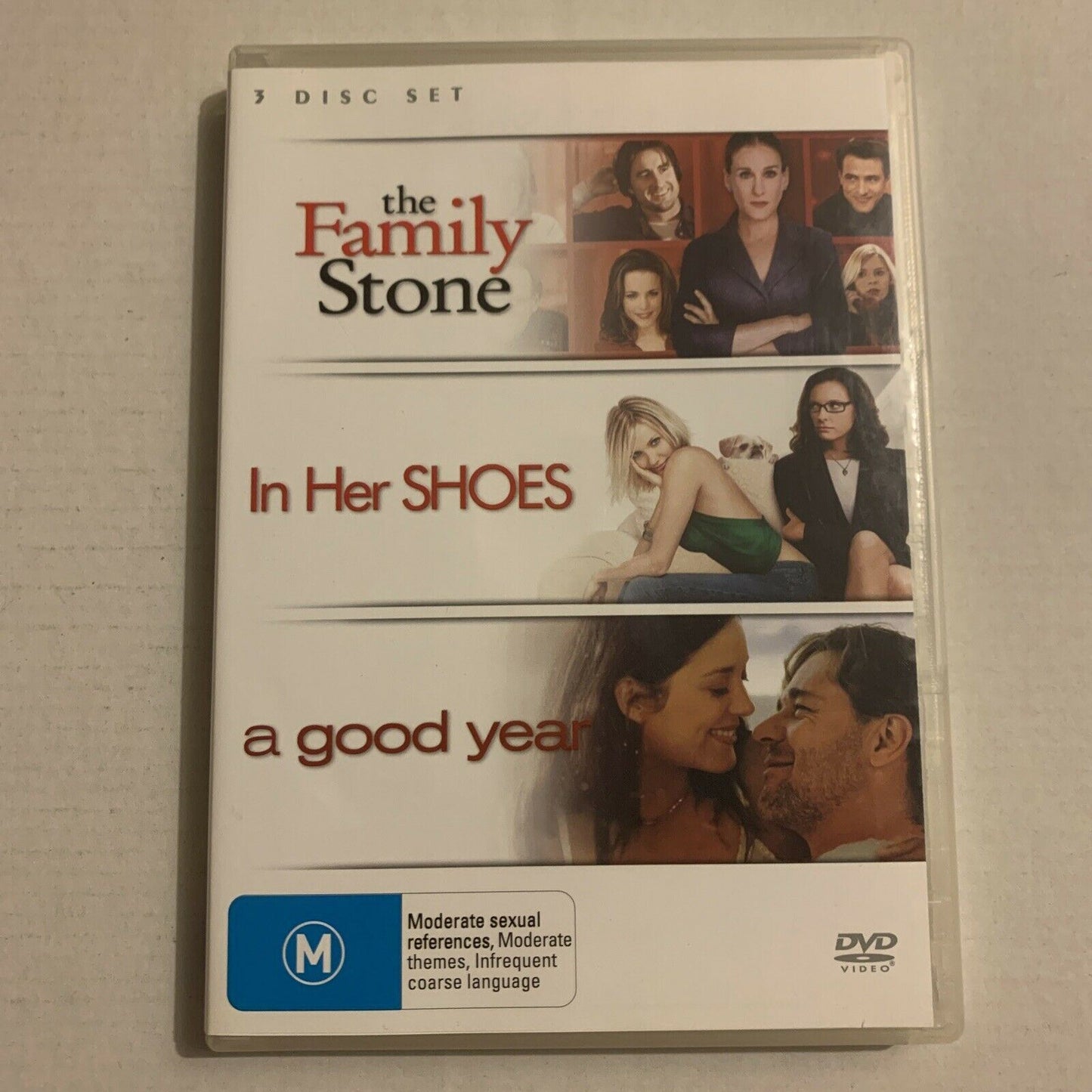Family Stone / In Her Shoes / A Good Year (DVD, 2007, 3-Disc Set) Region 4