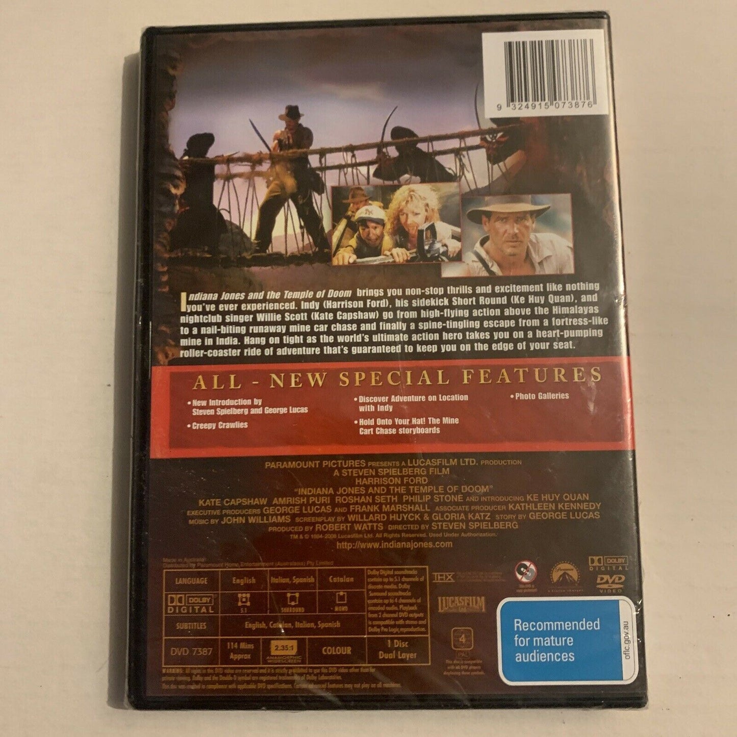 *New Sealed* Indiana Jones And The Temple Of Doom (DVD, 1984) Region 4