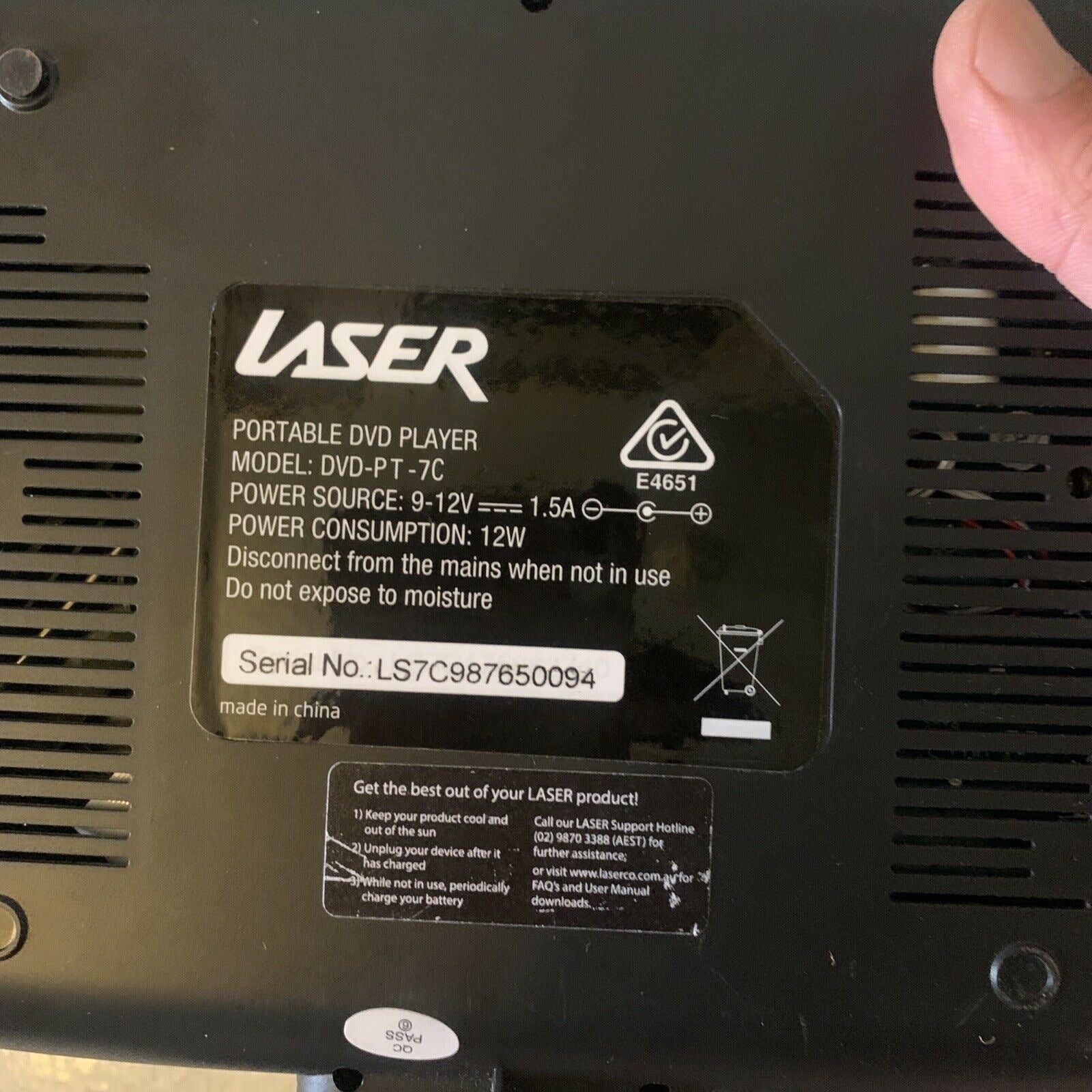 Laser 7-inch Portable DVD Player