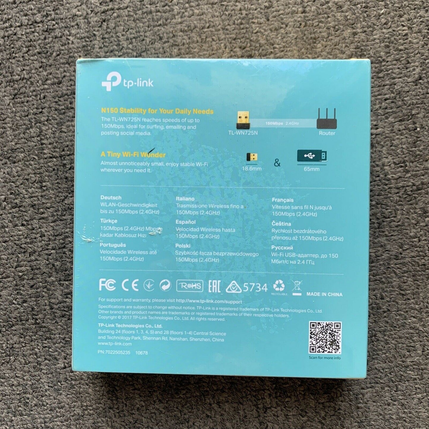 *New Sealed* TP-LINK TL-WN725N 150 Mbps Wireless N Nano USB Adapter