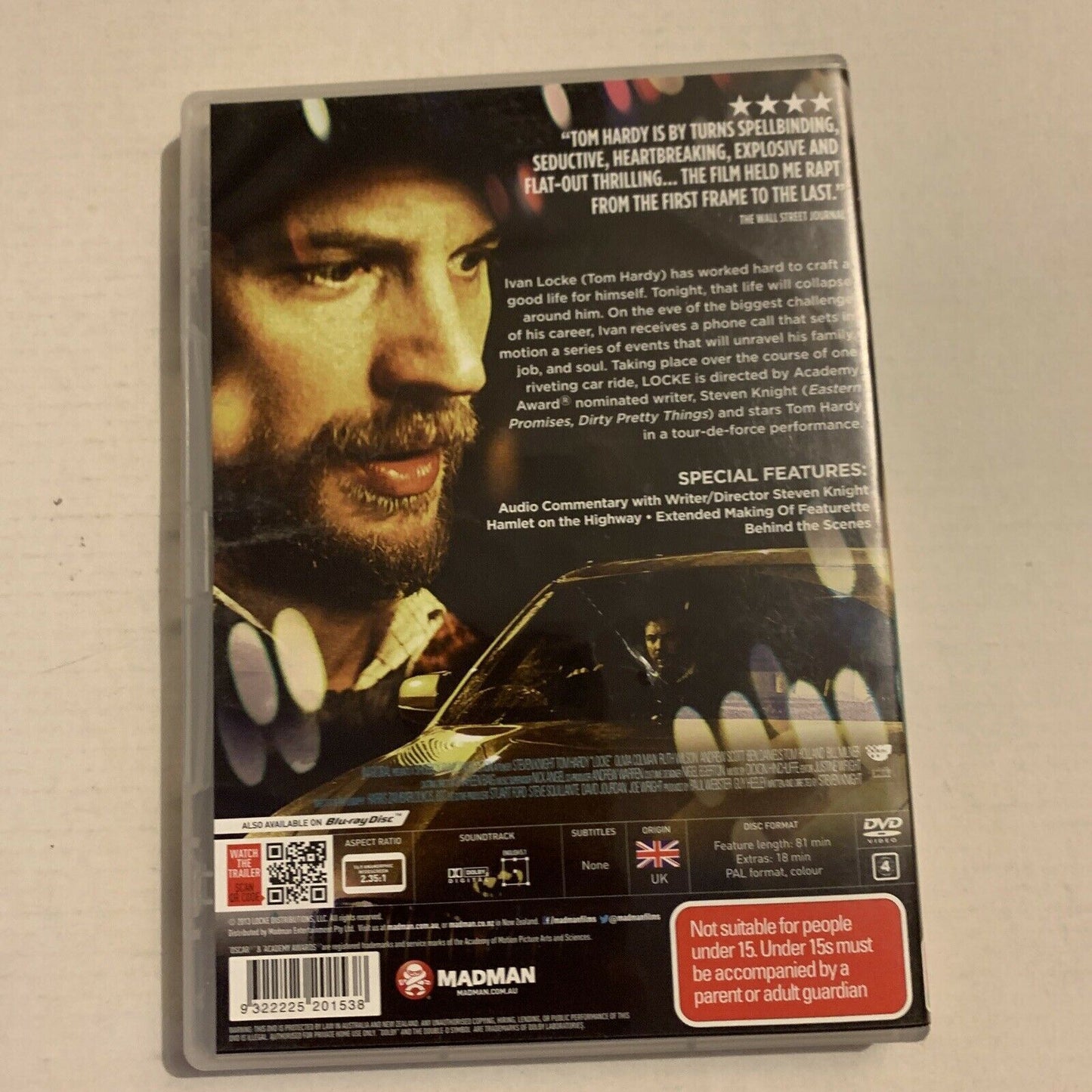 Locke (DVD, 2014) Tom Hardy. Region 4