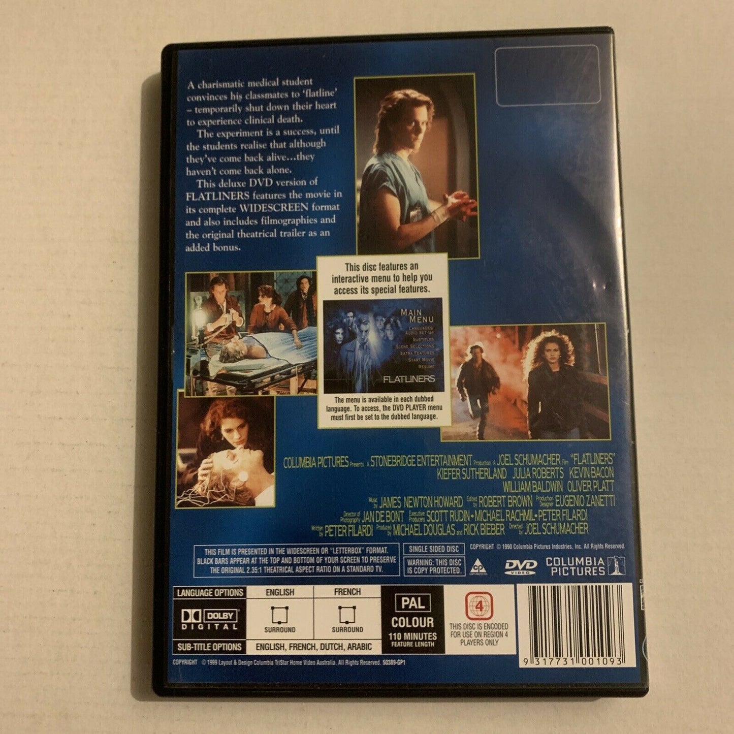 Flatliners (DVD, 1990) Kevin Bacon, Donald Sutherland, Julia Roberts Region 4