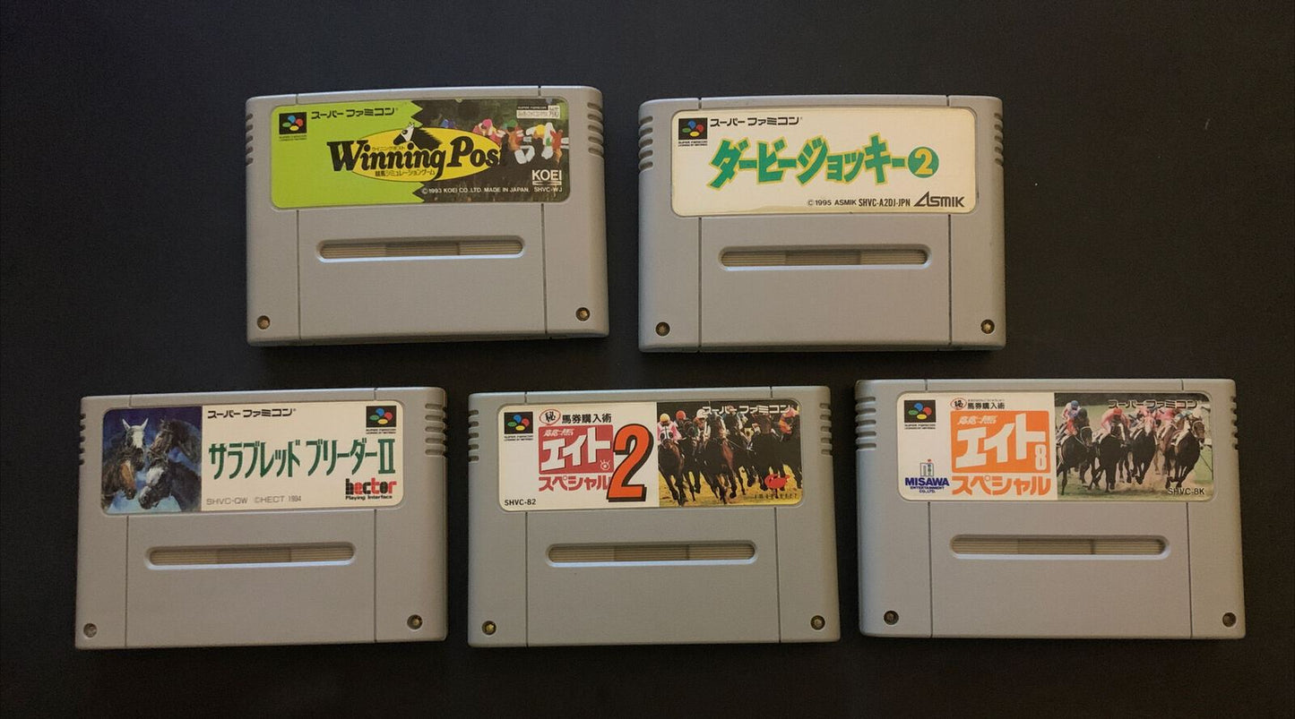 5x Horse Racing Simulation Game - Nintendo Super Famicom SNES Japan NTSC-J