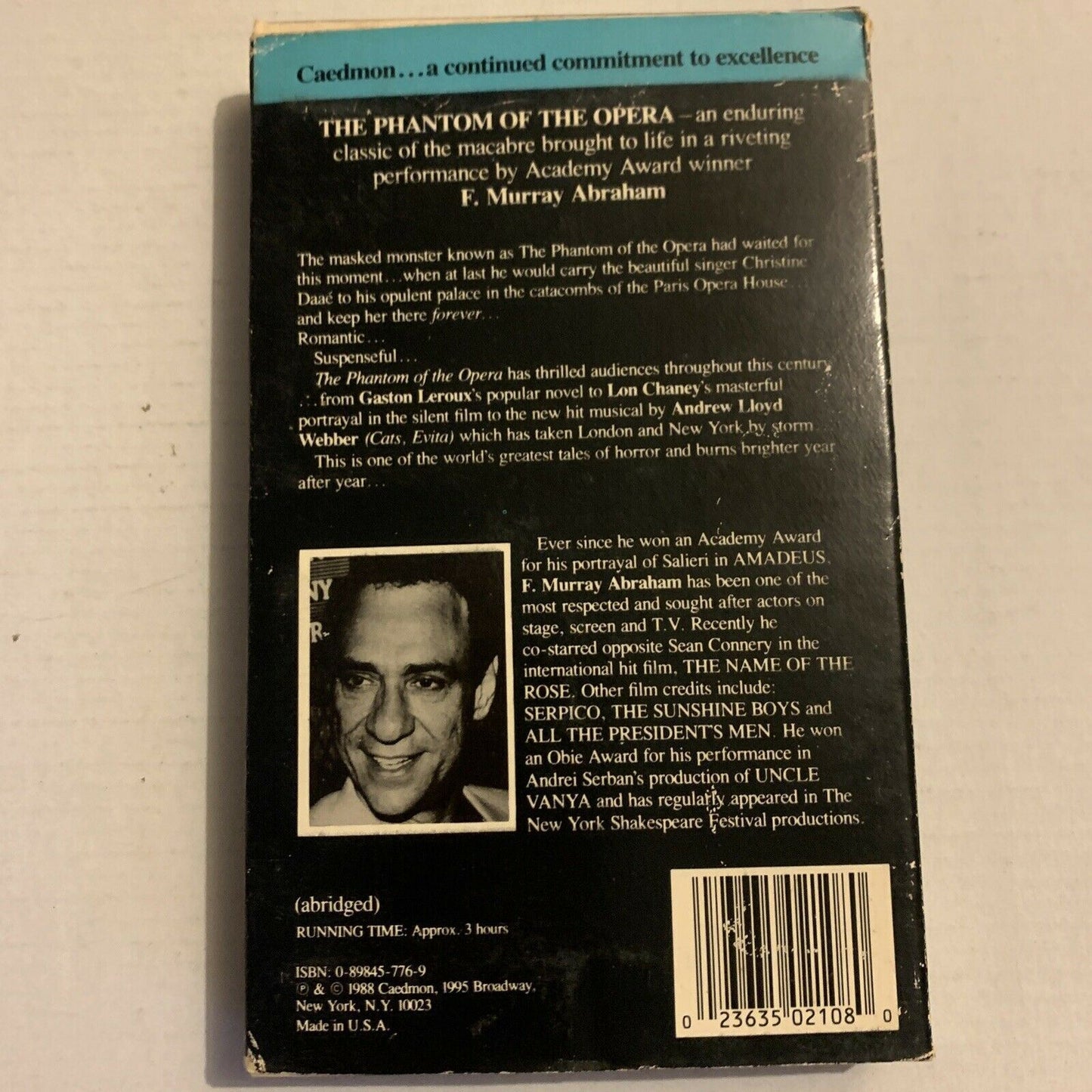 The Phantom Of The Opera Performed By F. Murray Abraham (Audio Cassette, 1988)