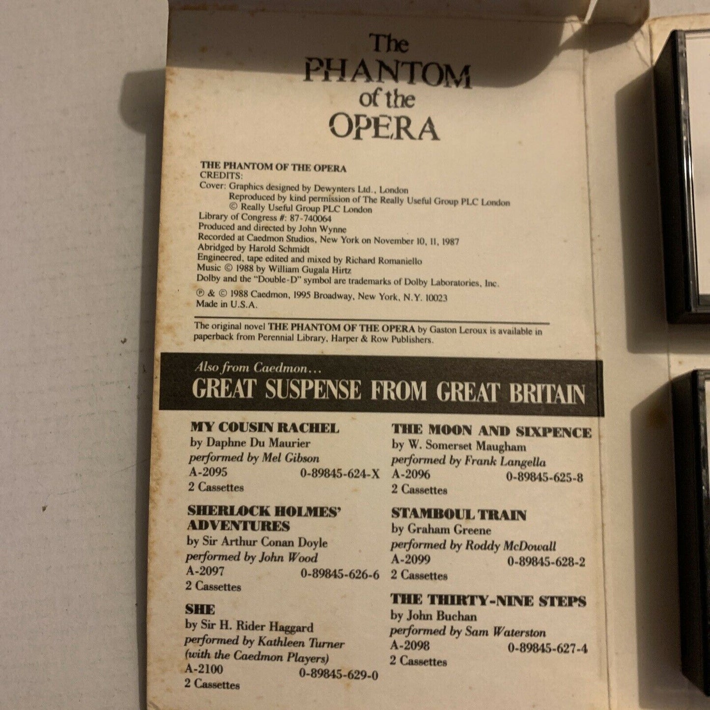 The Phantom Of The Opera Performed By F. Murray Abraham (Audio Cassette, 1988)