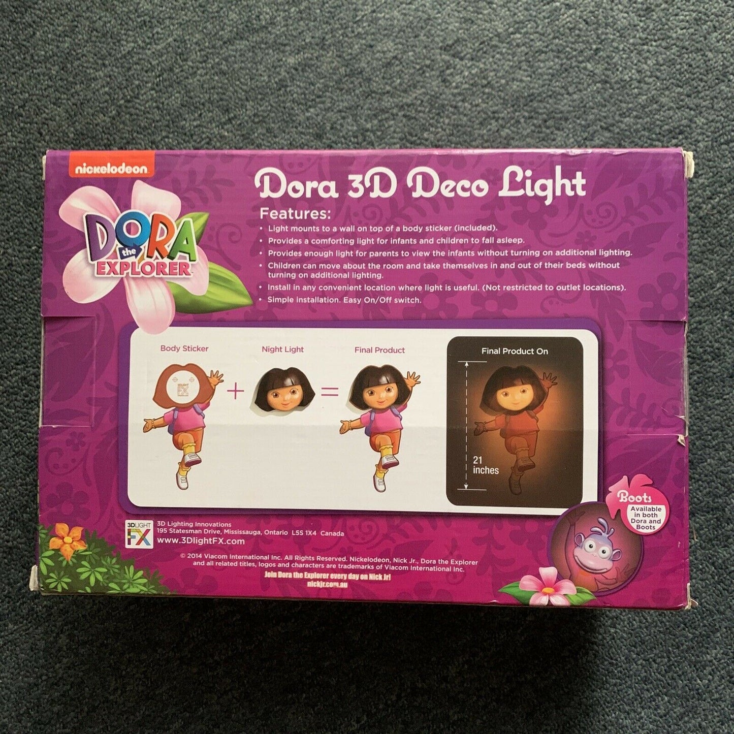 Dora The Explorer 3D Deco Light Nickelodeon Wall Light