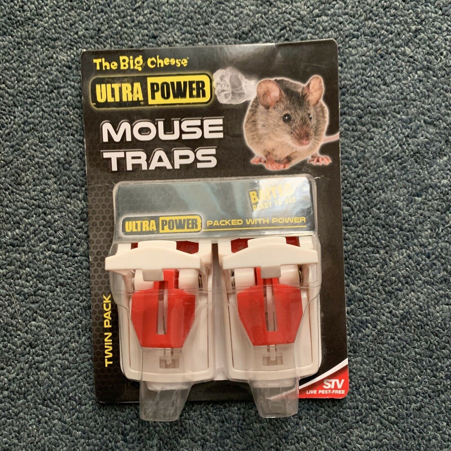 2X The Big Cheese Ultra Power Mouse Traps Simple One Touch To Set Trap Twin Pack