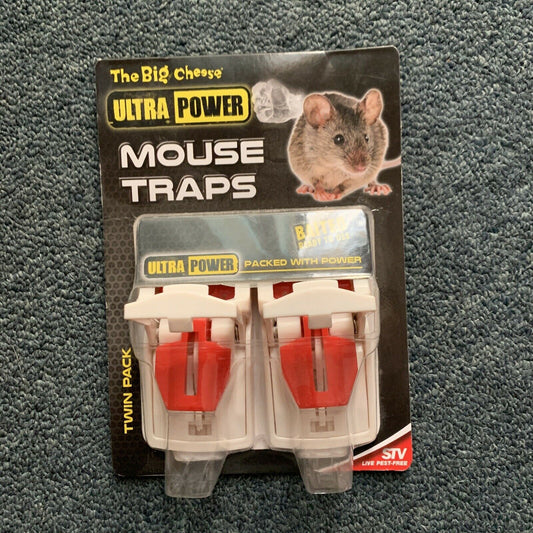 2X The Big Cheese Ultra Power Mouse Traps Simple One Touch To Set Trap Twin Pack