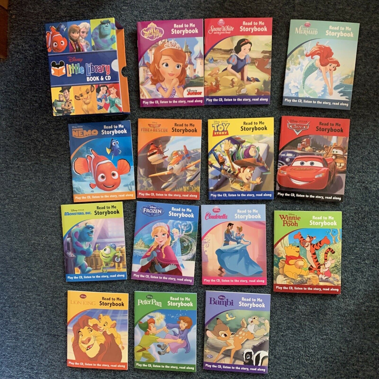 Disney Little Library Book & CD Set (14 books) Frozen Cars, Toy Story ..and more