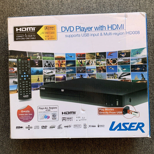 *New* Laser DVD player HD008 with HDMI output - Plays ALL REGIONS - Multi-Region