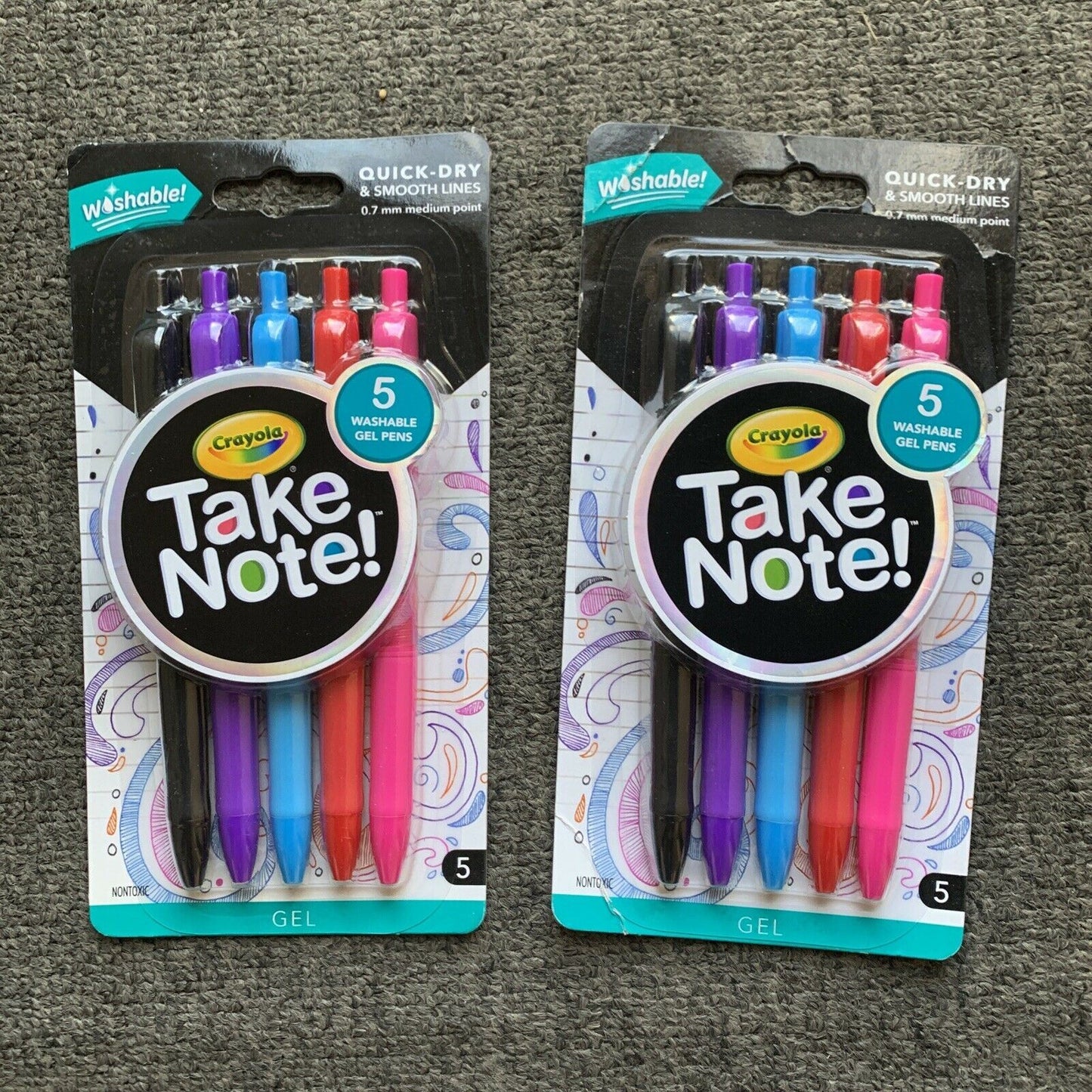 *New* 2x Crayola Take Note! 5 Washable Gel Pens