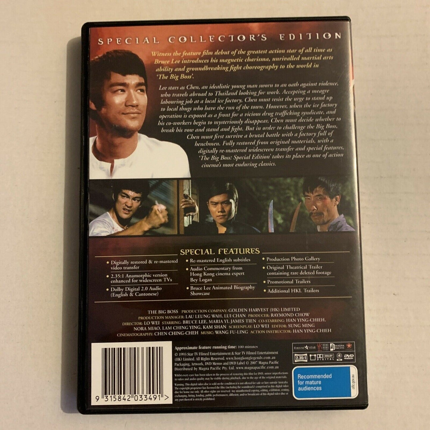 The Big Boss - Special Edition (DVD, 1971) Bruce Lee. Region 4 NEW