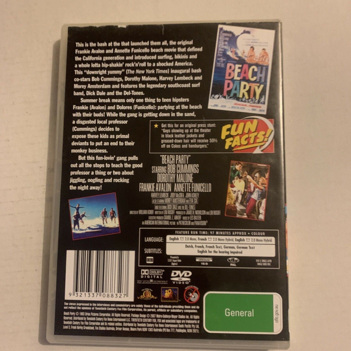 Beach Party (DVD, 1963) Bob Cummings, Dorothy Malone. Region 4&2