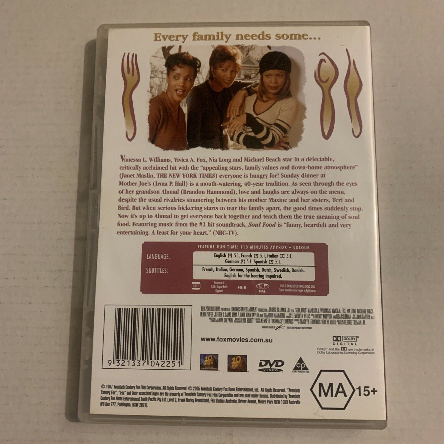 Soul Food (DVD, 1997) Vanessa Williams, Vivicia A Fox. Region 4&2